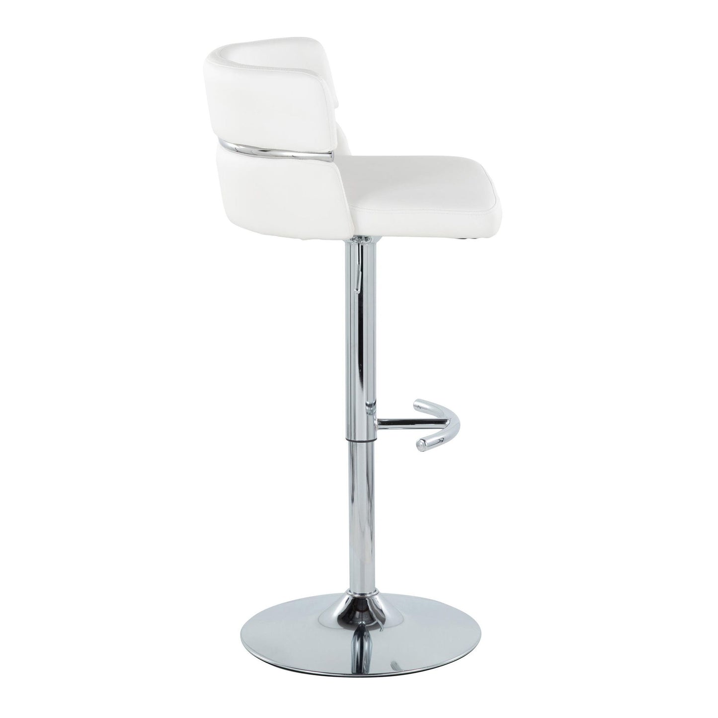 Cinch - Contemporary Adjustable Barstool With Swivel With Rounded T Footrest (Set of 2) - Chrome / White Lumi Source