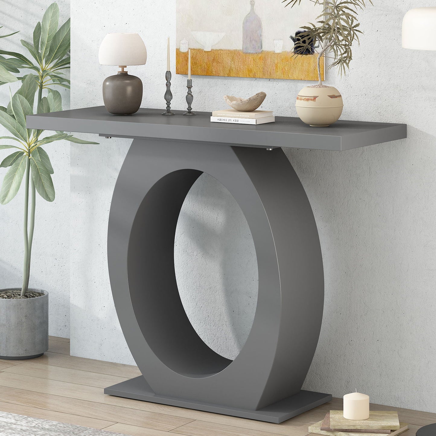 Console Table With Oval Base And Reinforced Bottom Plate Noble House