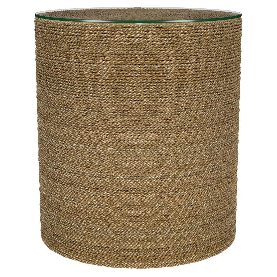 Halden - Round Woven Seagrass Accent Side Table - Light Brown Coaster Fine Furniture