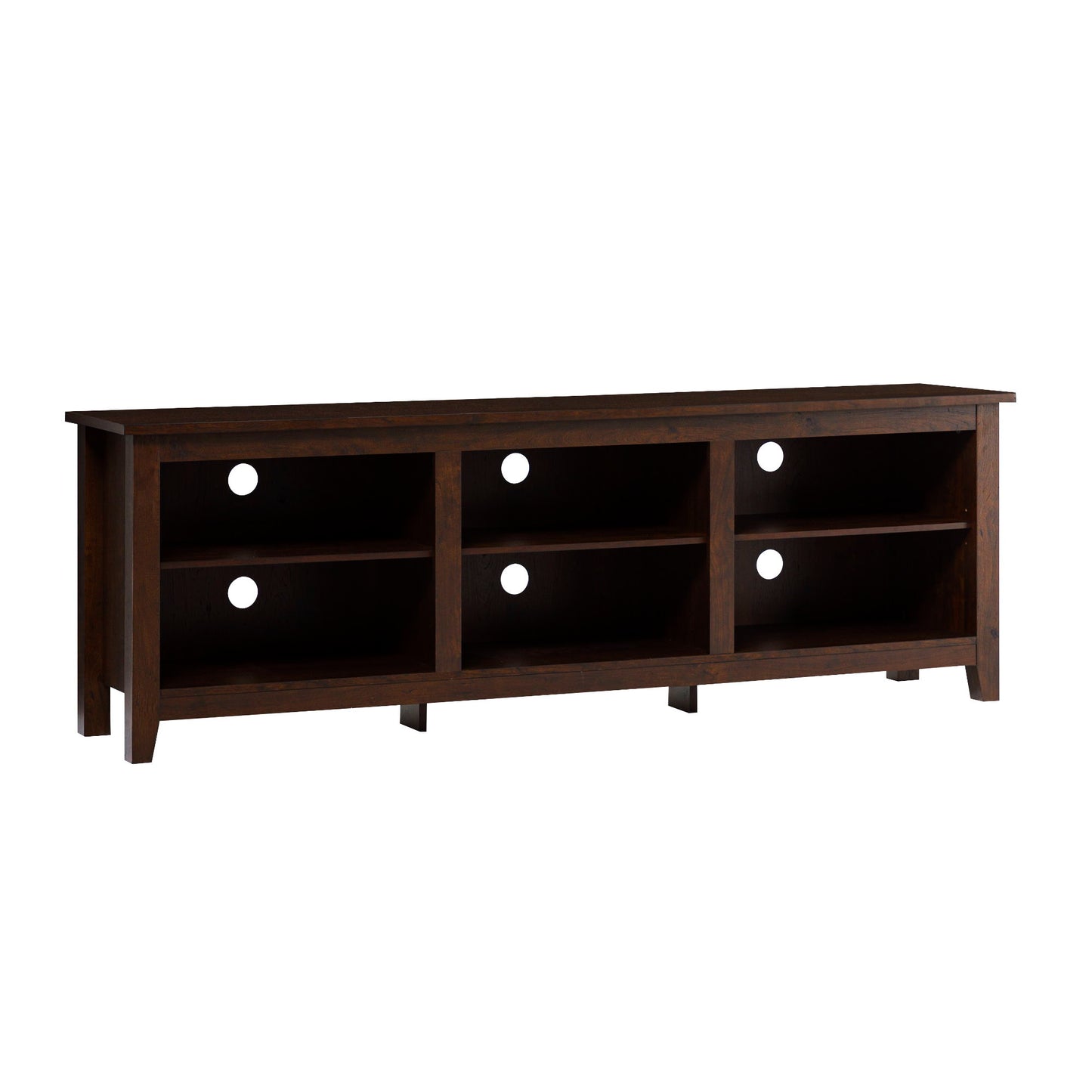 Modern Transitional 3 Shelf Open Storage 70" TV Stand For 80" TVs - Brown Walker Edison