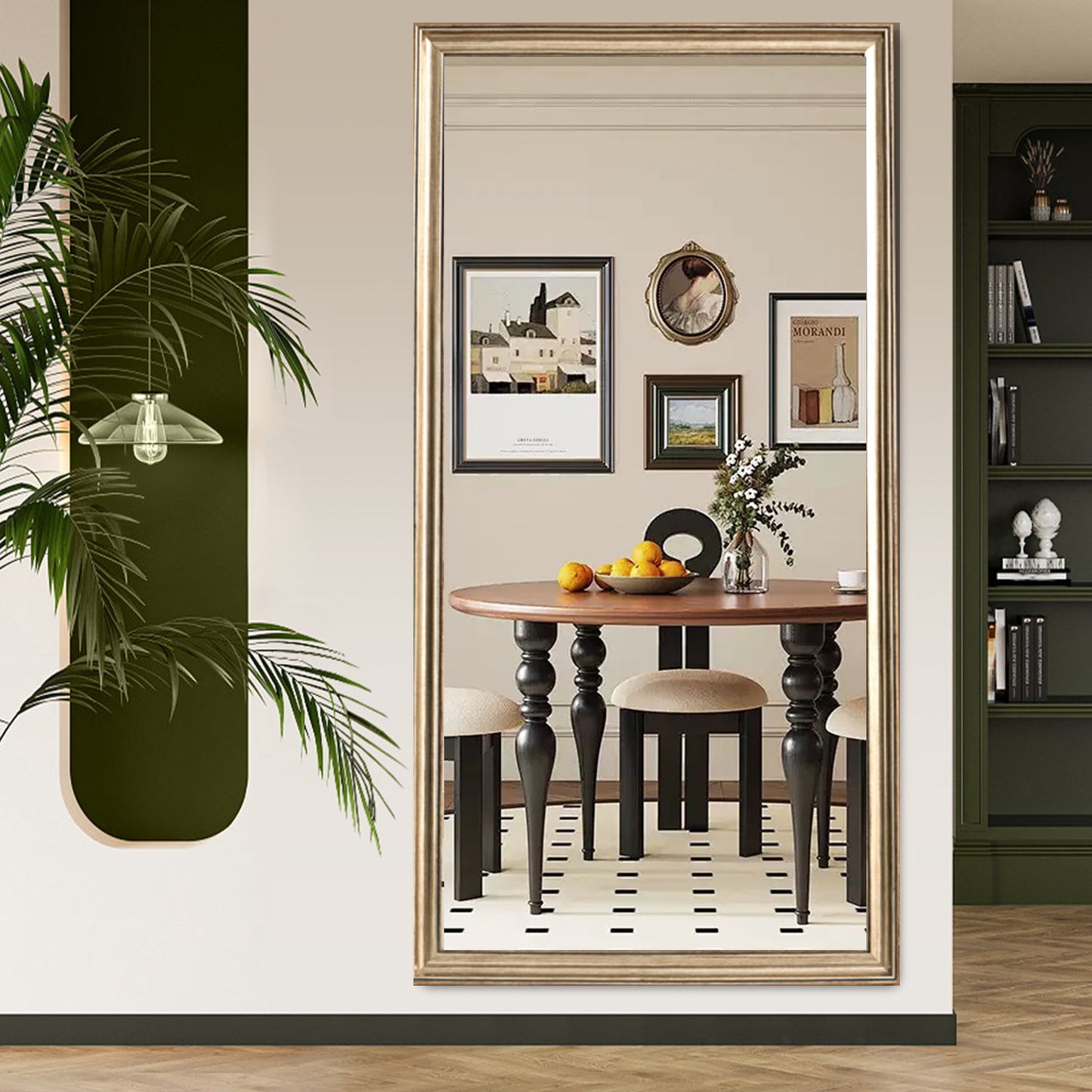 Elegant Full Body Floor Mirror With Artificial Wood Frame, Durable Design - Copper Daily Nest