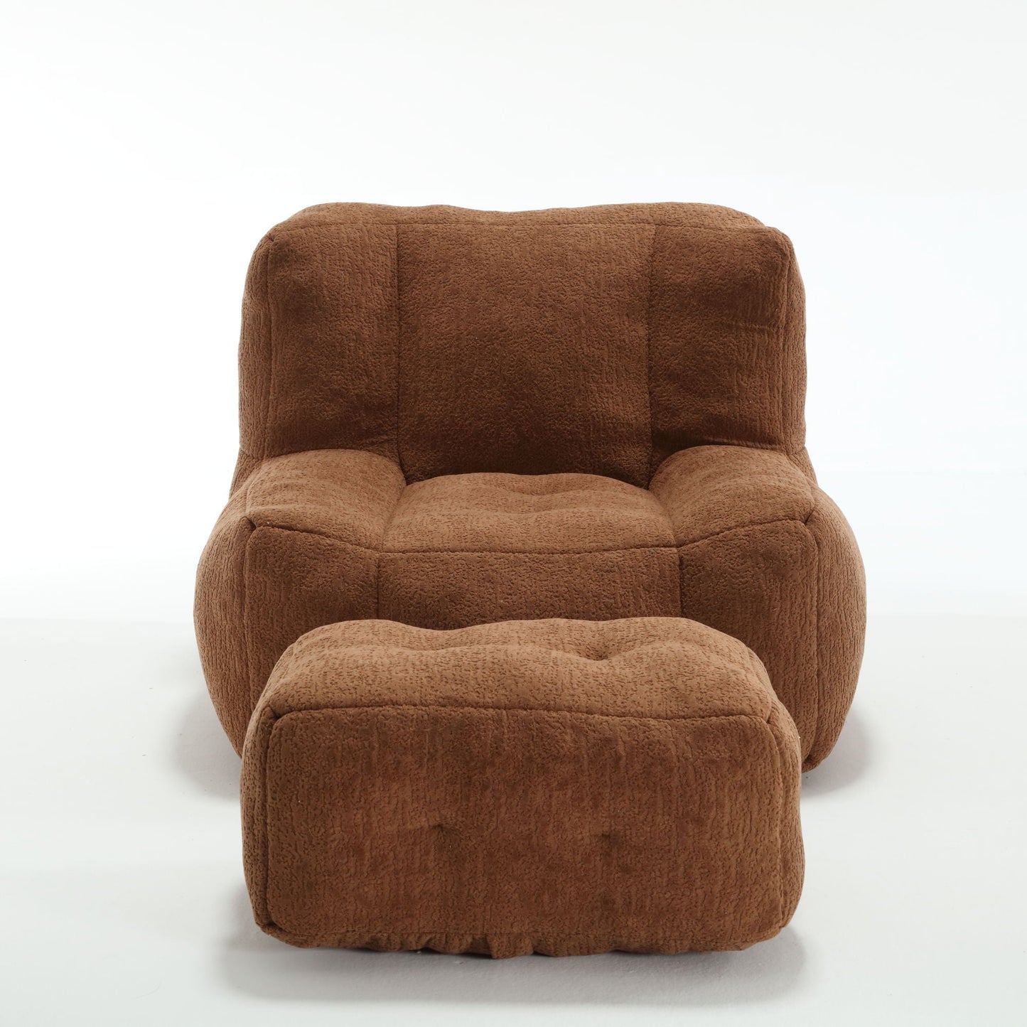 Modern Indoor Fluffy Bean Bag Chair With Memory Foam And Ottoman, Super Soft Home Essentials