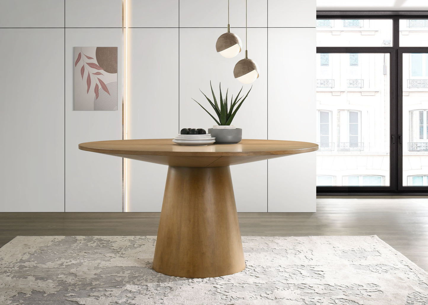 Jasper - Wide Contemporary Round Dining Table Lilola Home