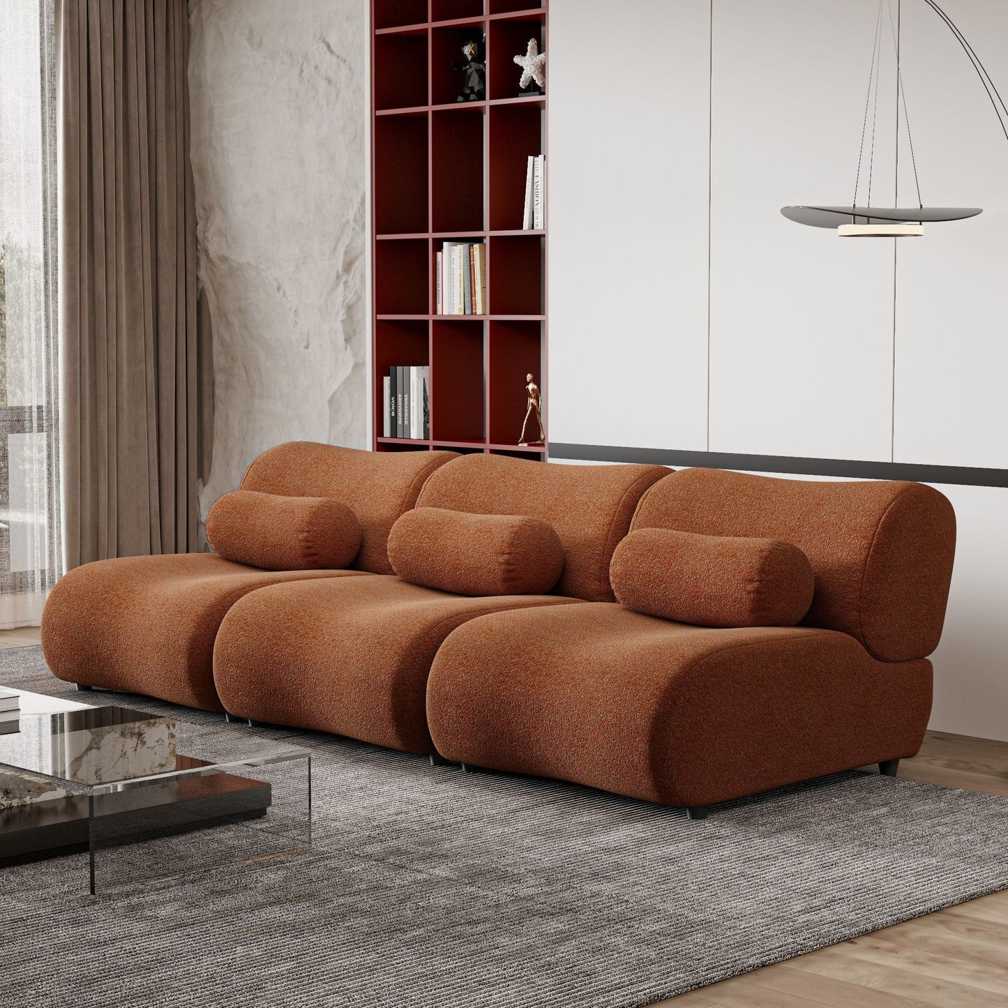 Contemporary Modular 3 Seat Sectional With Deep Seating, Soft Backrest Home Essentials