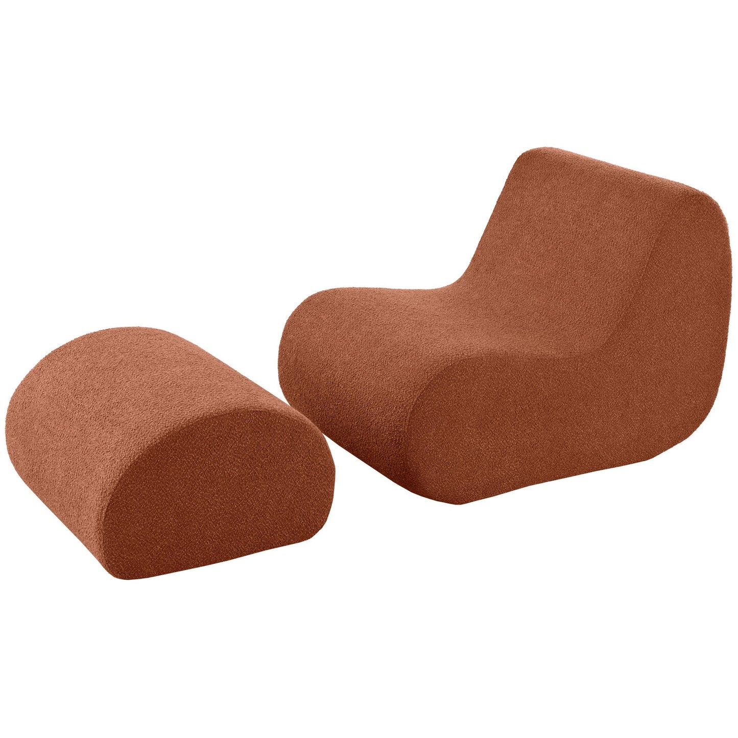 Curved Lounge Chair With Ottoman And High Resilience Foam Noble House