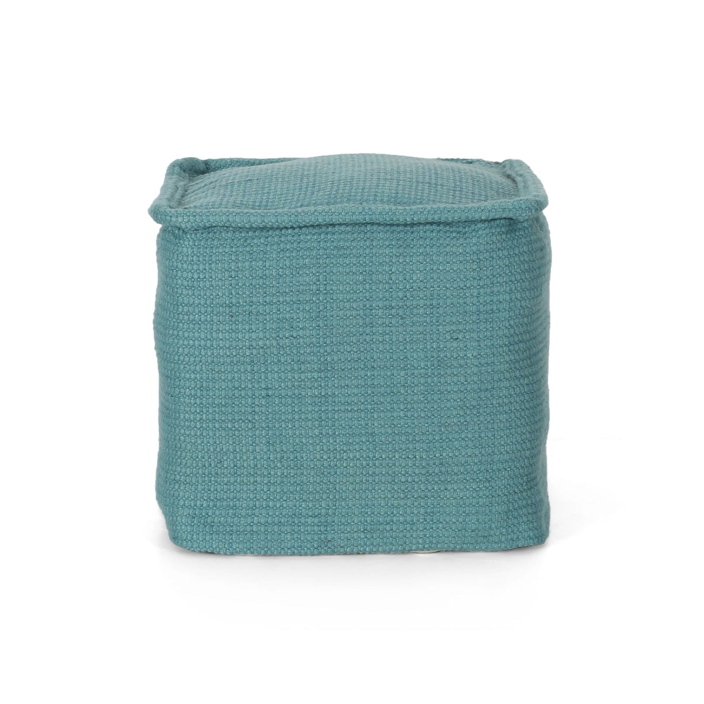 Hansolo - Yarn Square Pouf Ottoman Or Floor Cushion - Teal Home Essentials