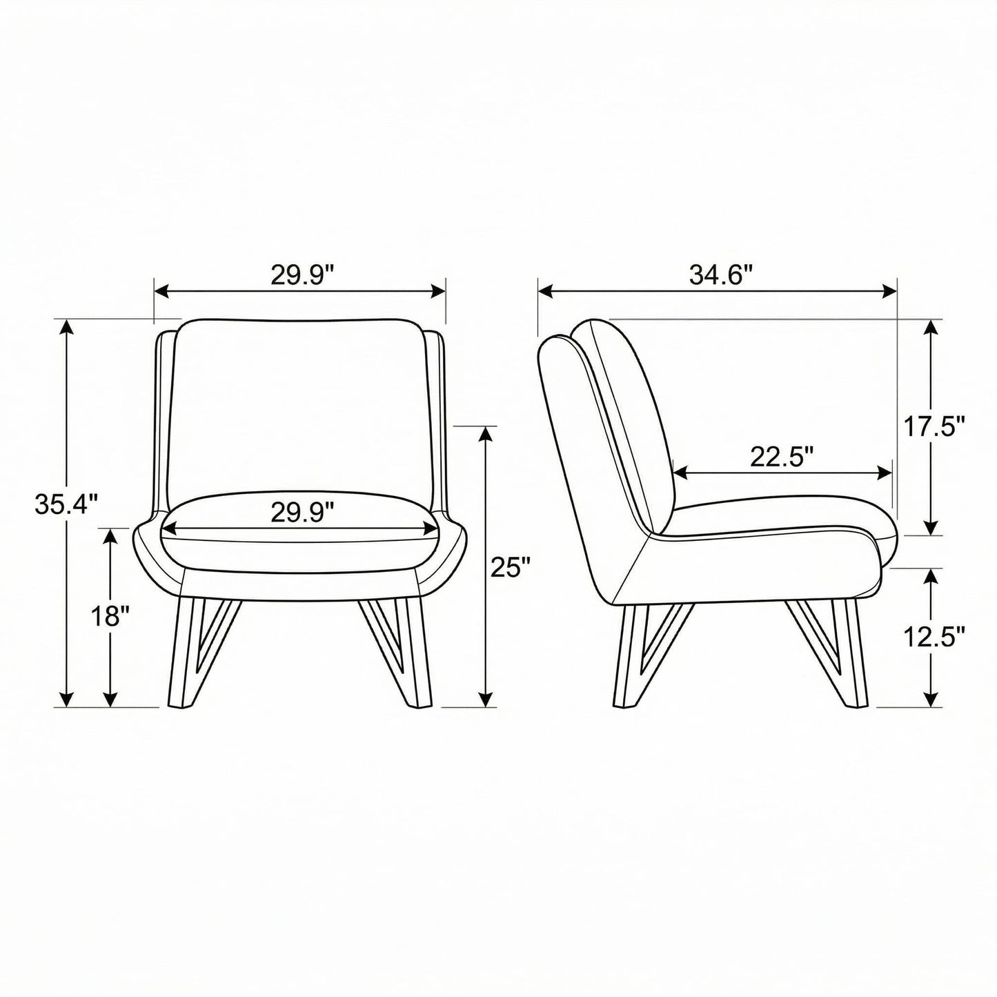 Armless Accent Chair - Gray Emerald Home