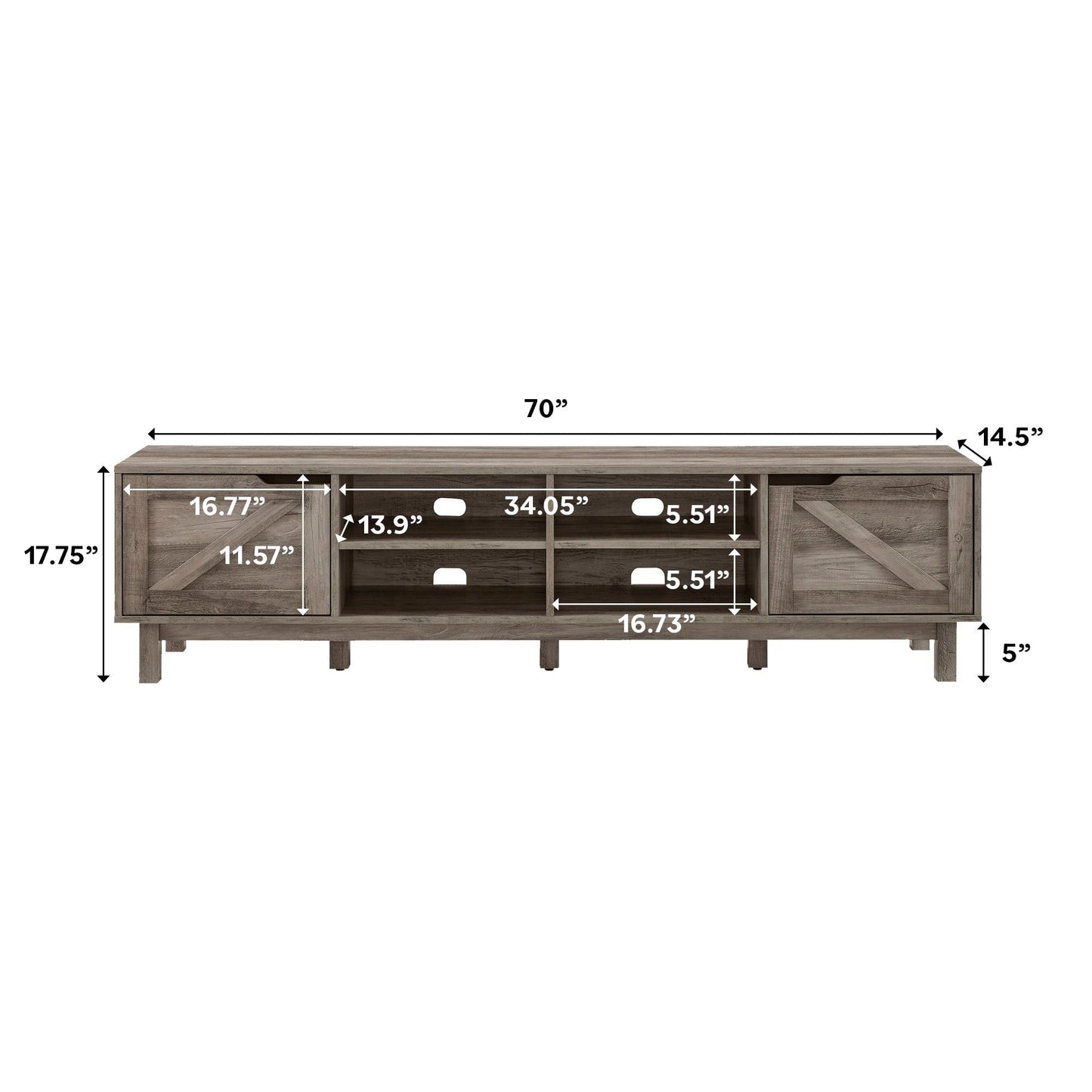 Rustic Barndoor Open-Storage TV Stand For TVs Up To 80" Walker Edison