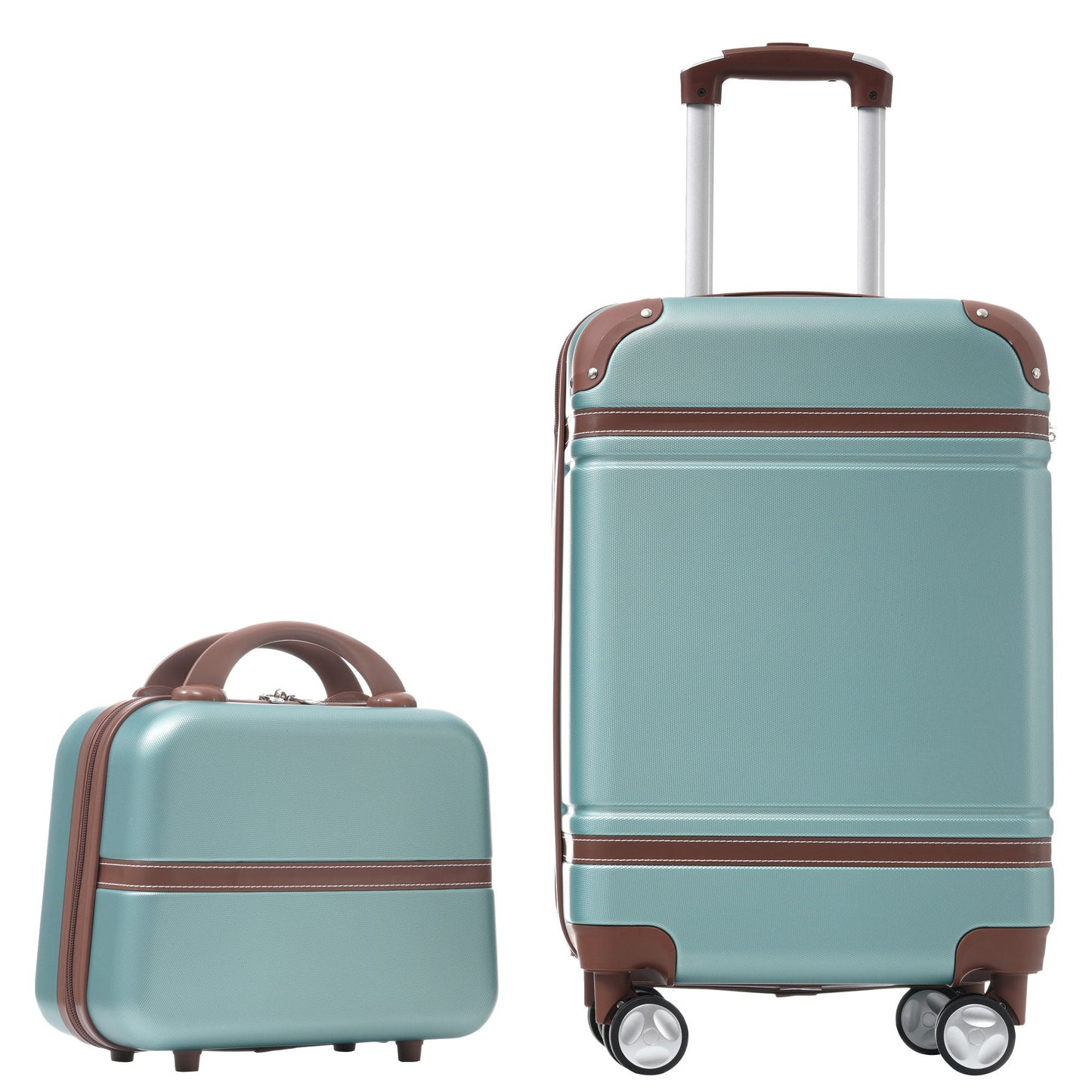 20" Hardside Luggage With Cosmetic Case, 2 Piece Lightweight Suitcase Set With Spinner Wheels, Carry On Vintage Luggage Daily Nest