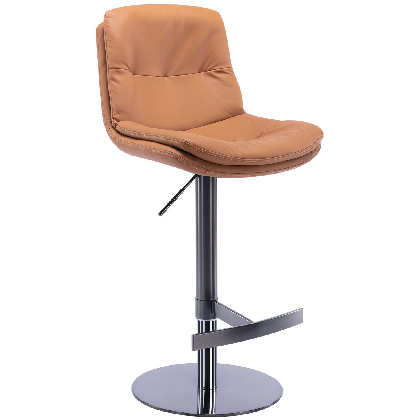 Swivel Bar Stool, Black Titanium Stainless Steel Base And Footrest, Grade, Faux Leather Bar Chair With Backrest Home Essentials