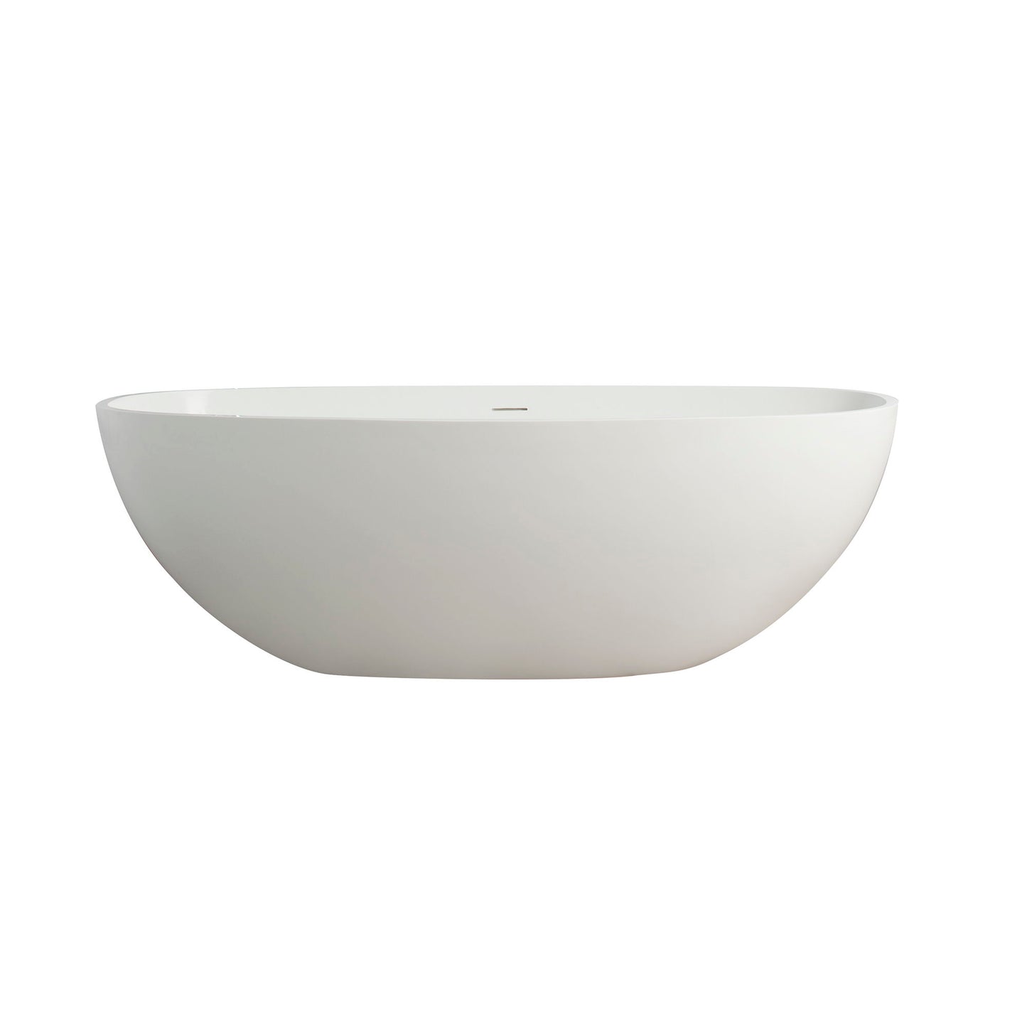 65.2" Freestanding Solid Surface Soaking Bathtub For Bathroom - Matte White Daily Nest
