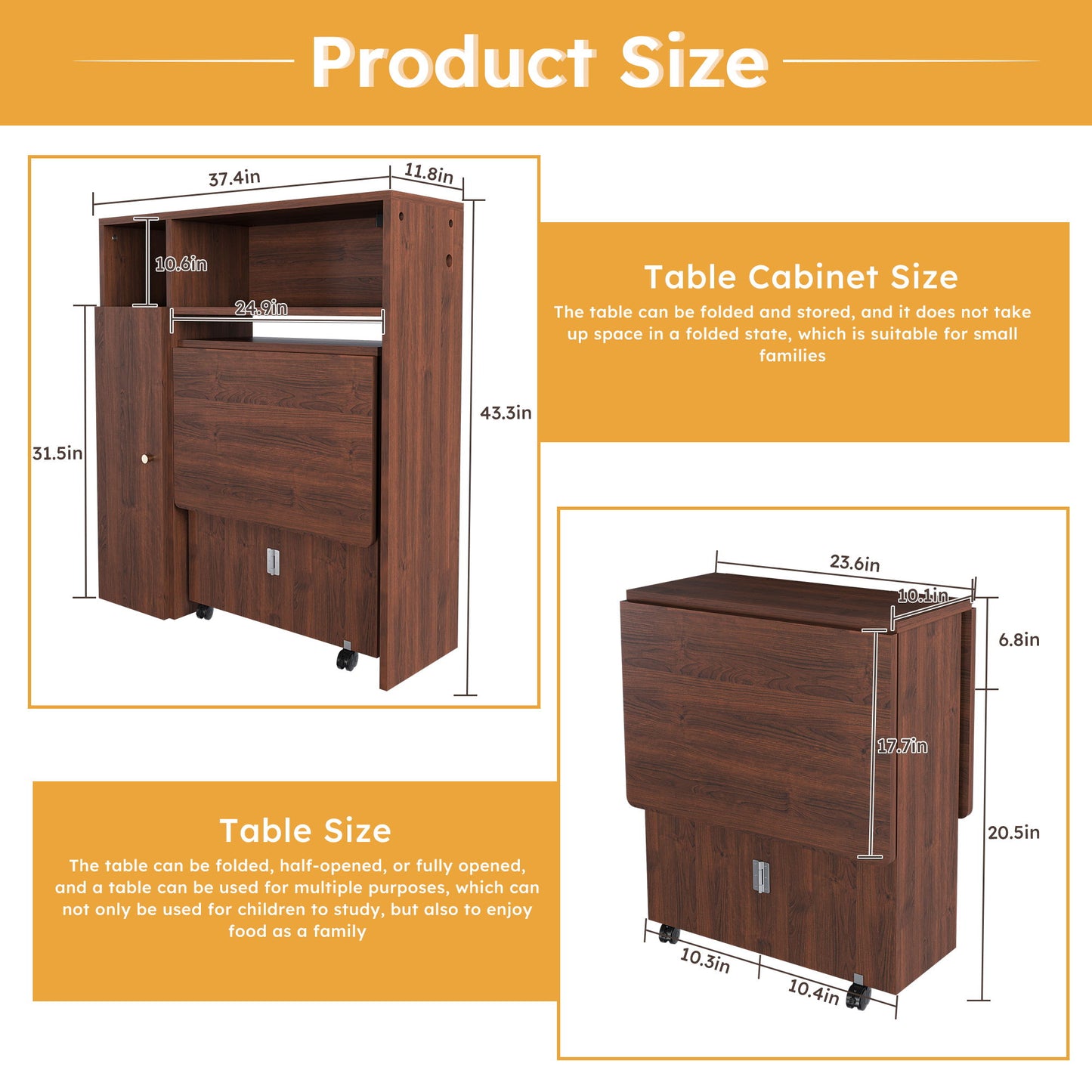 Multifunctional Folding Dining Table With Wall-Mounted Sideboard & Storage Home Essentials