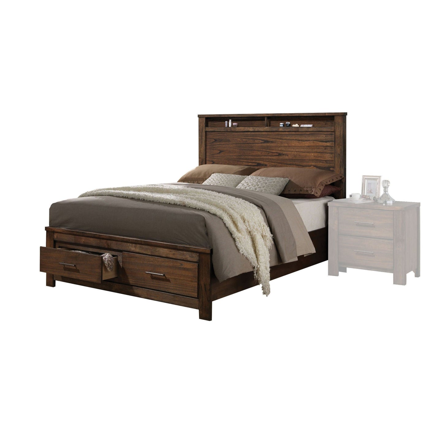 Merrilee - Eastern King Bed With Storage - Oak Acme