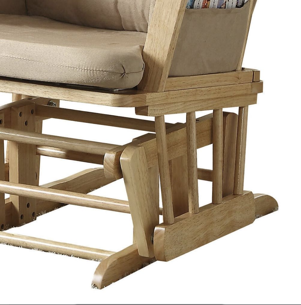 Rehan - Microfiber Glider Chair With Ottoman - Taupe Acme