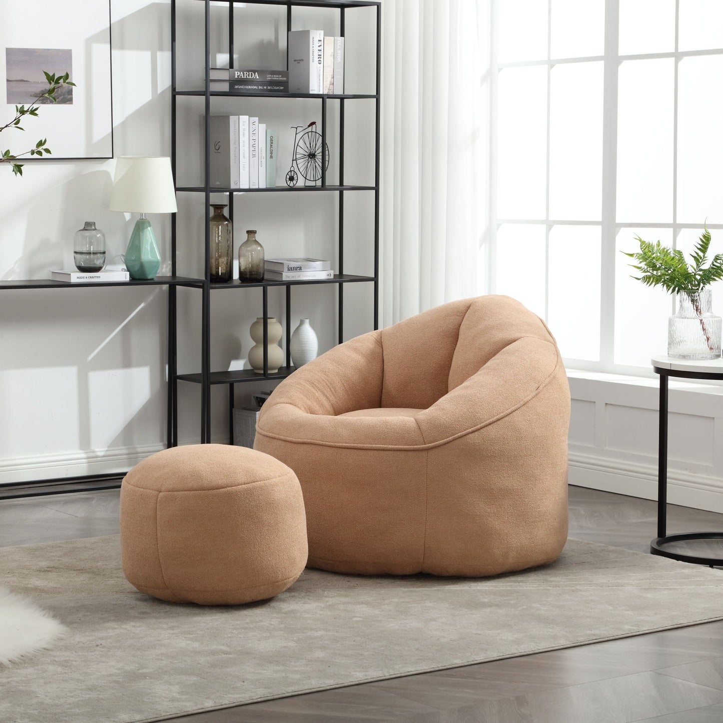 Bedding Bean Bag Sofa Chair High Pressure Foam With Footrest Home Essentials