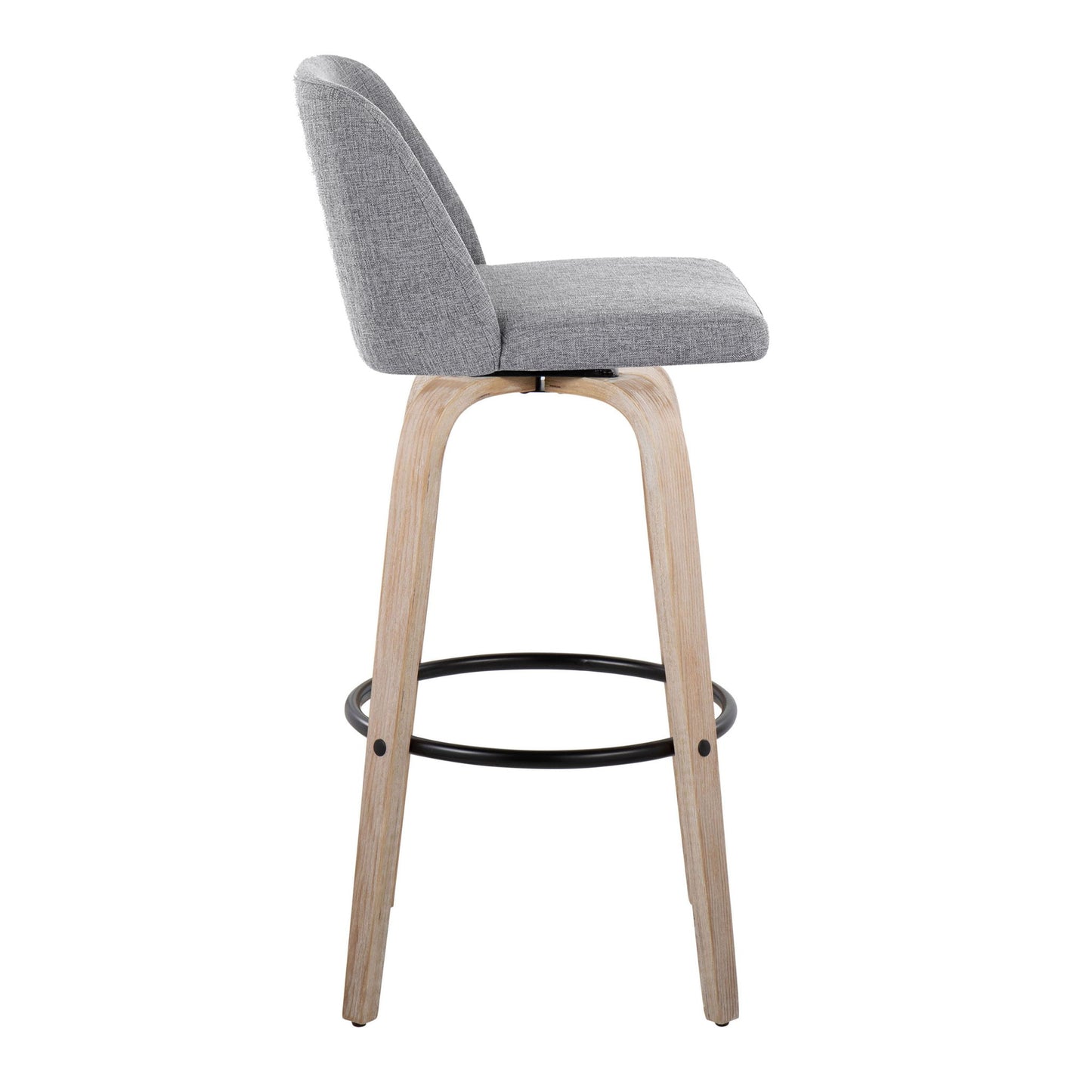 Toriano - Mid-Century Modern Fixed Height BarStool With Round Footrest (Set of 2) Lumi Source