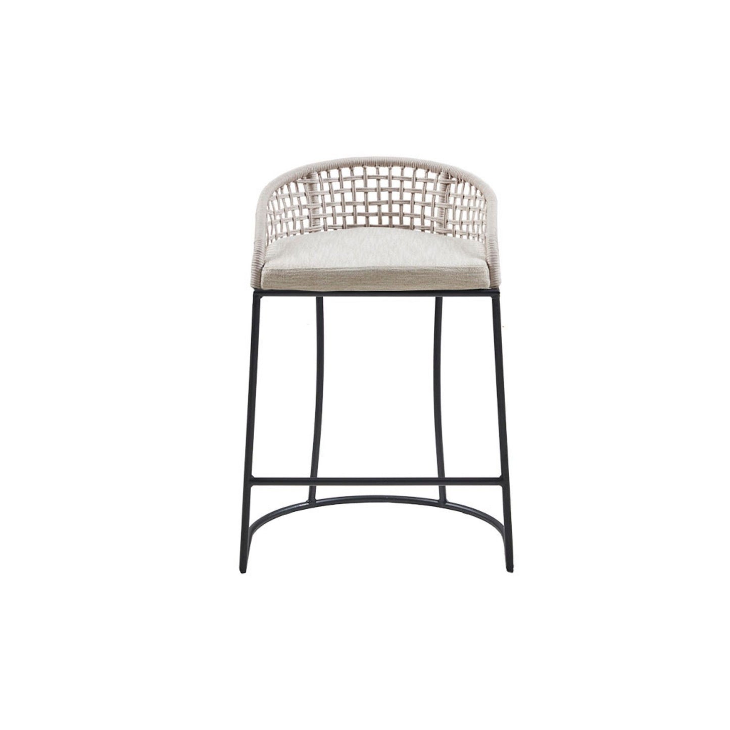 Coastal Woven Counter Stool With Upholstered Seat JLA