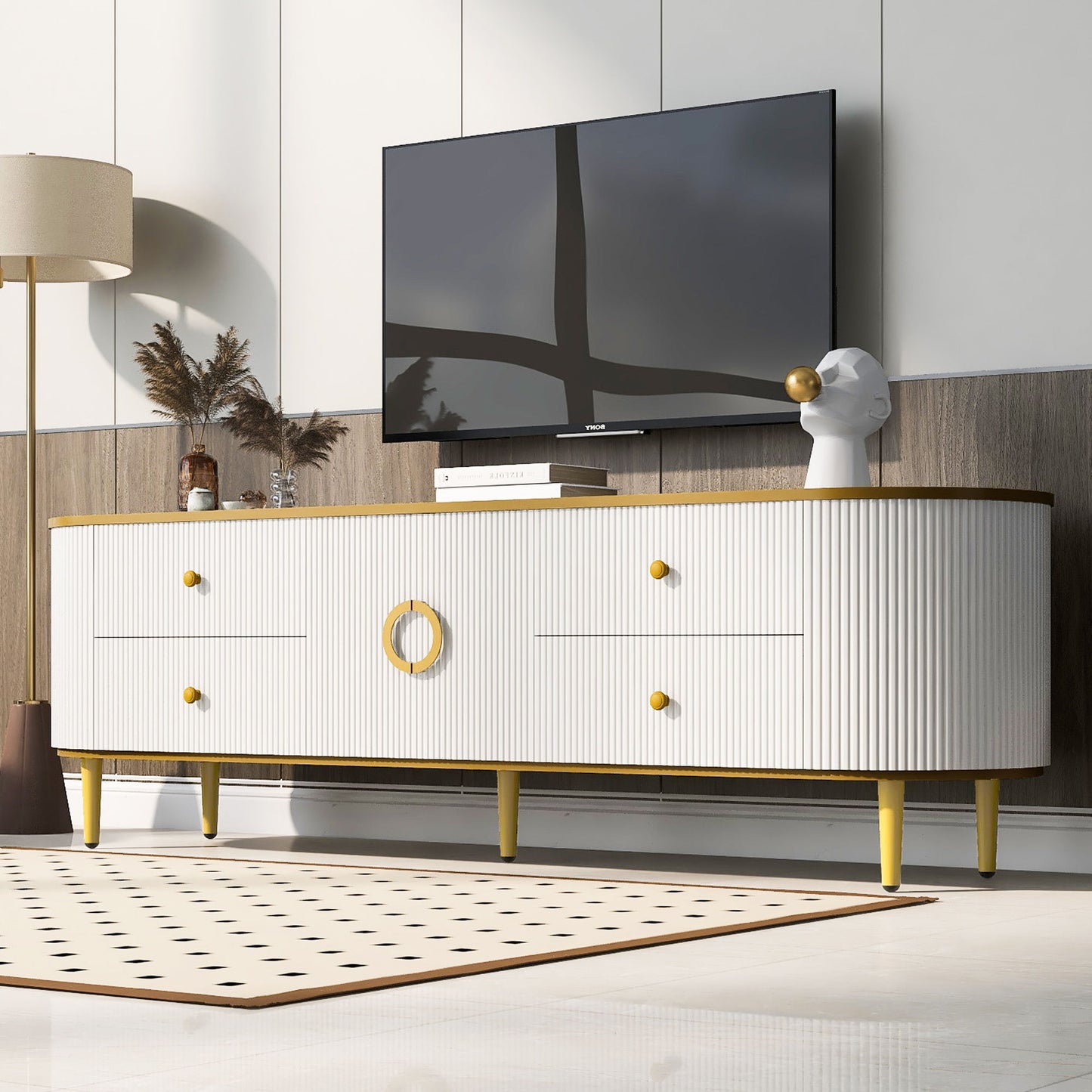 Modern TV Stand With 4 Drawers And 1 Cabinet Hearth and Haven