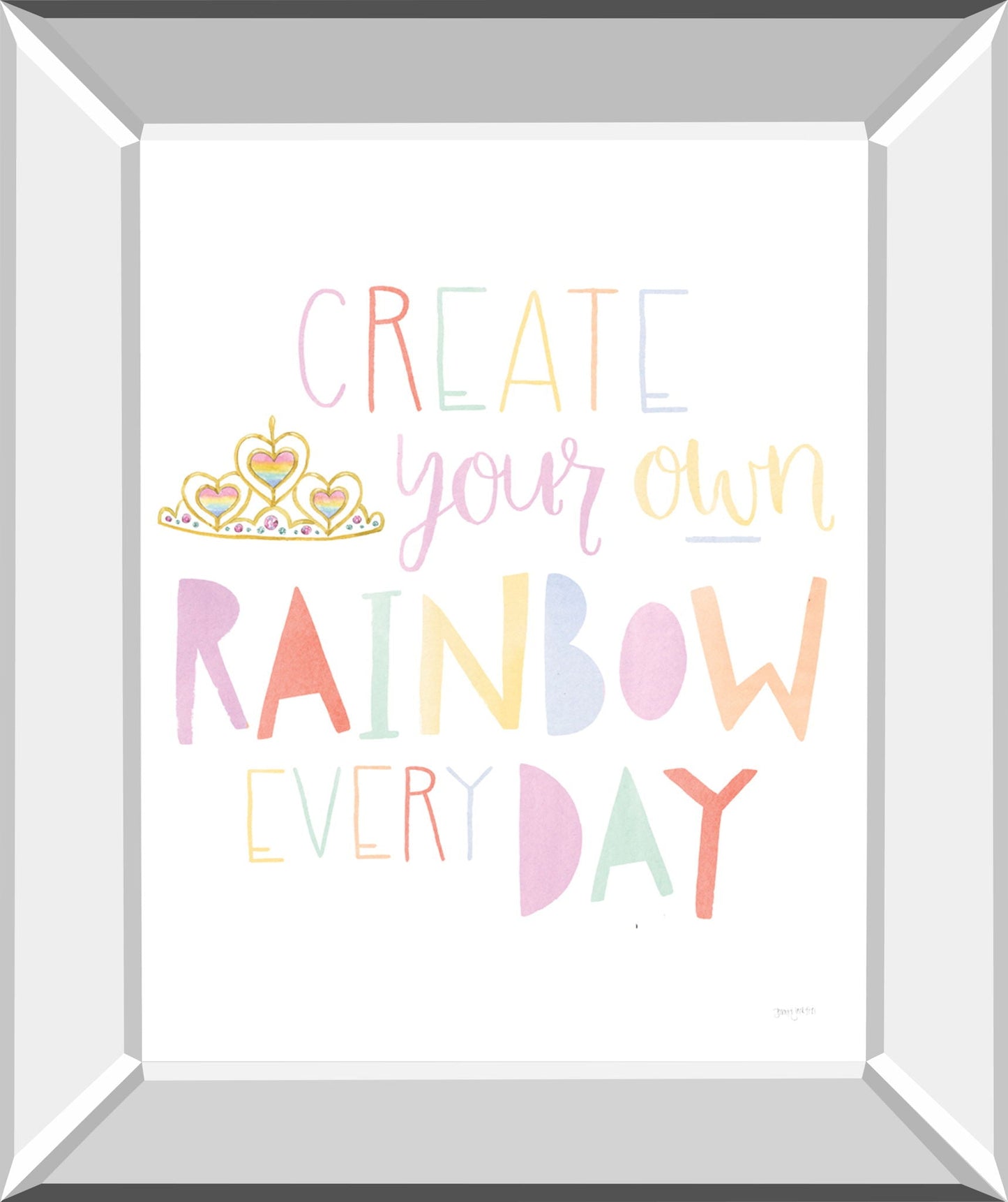 Lets Chase Rainbows III By Jenaya Jackson - Mirror Framed Print Wall Art - White - Snoozhouse