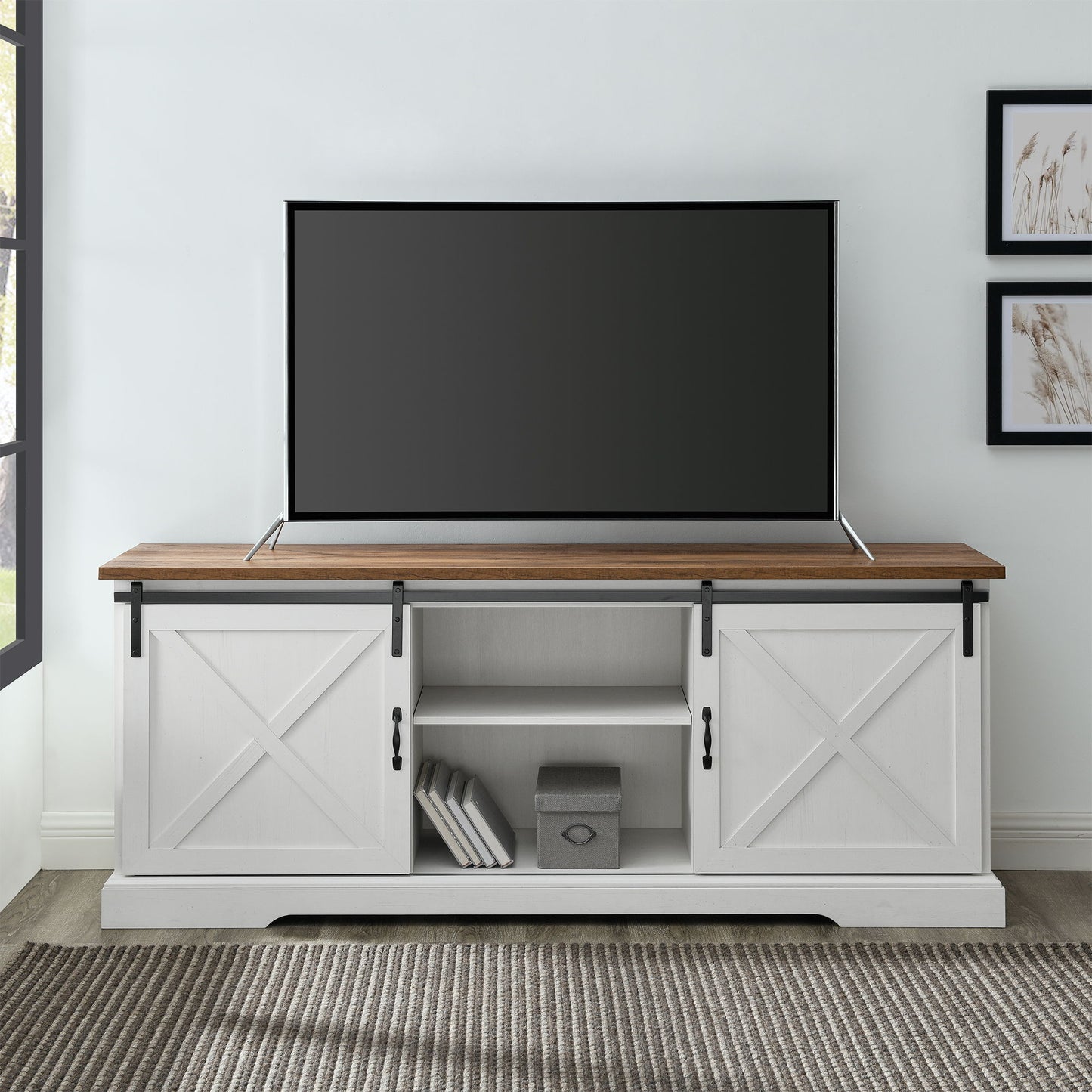 Farmhouse Sliding X Barn Door TV Stand Walker Edison