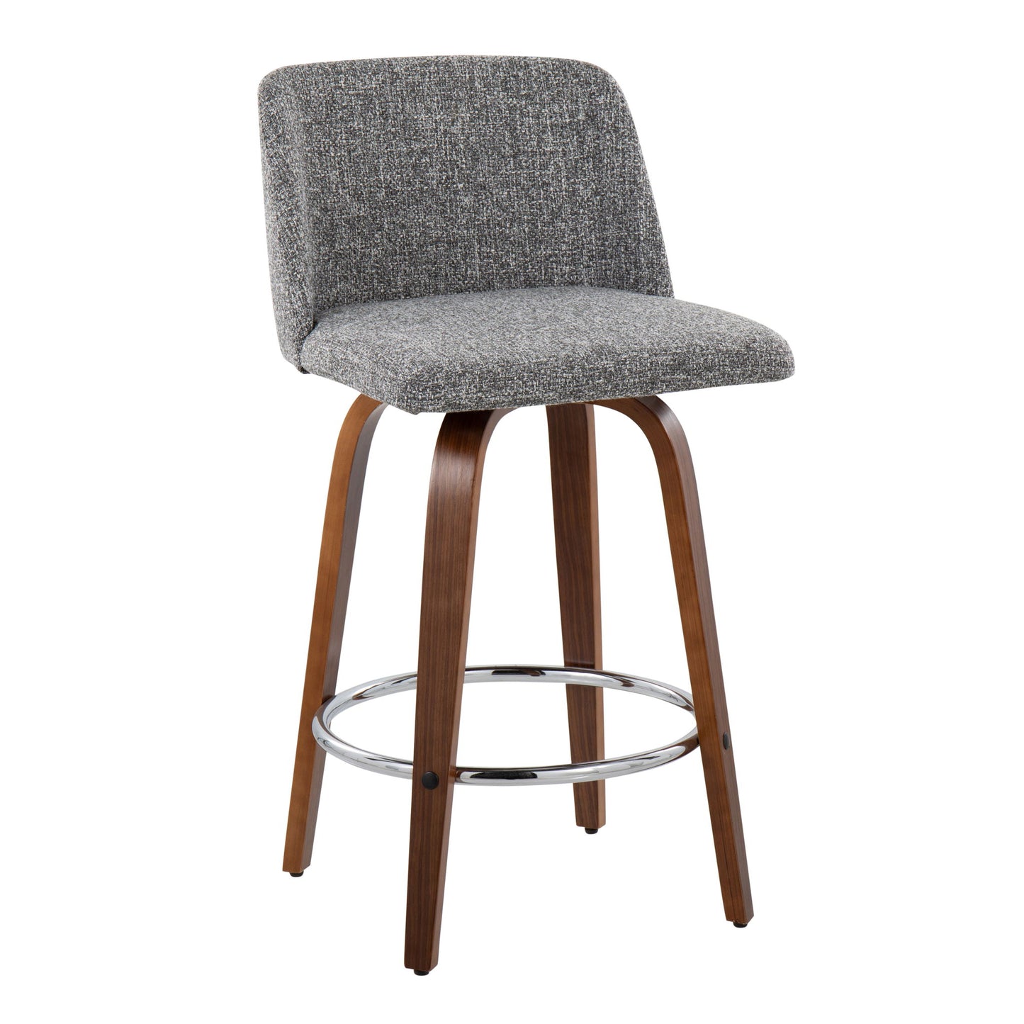 Toriano - Mid-Century Modern Fixed Height Counter Stool With Round Footrest (Set of 2) Lumi Source