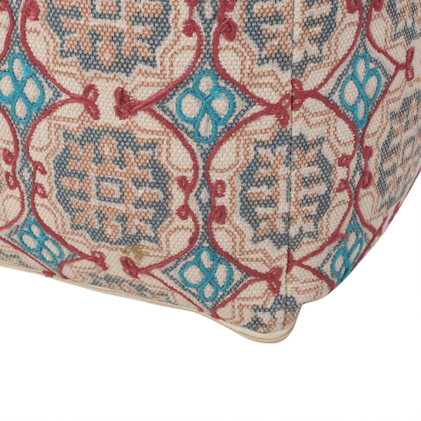 Amelia - Handcrafted Fabric Pouf, Rustic Elegance - Multicolored Home Essentials