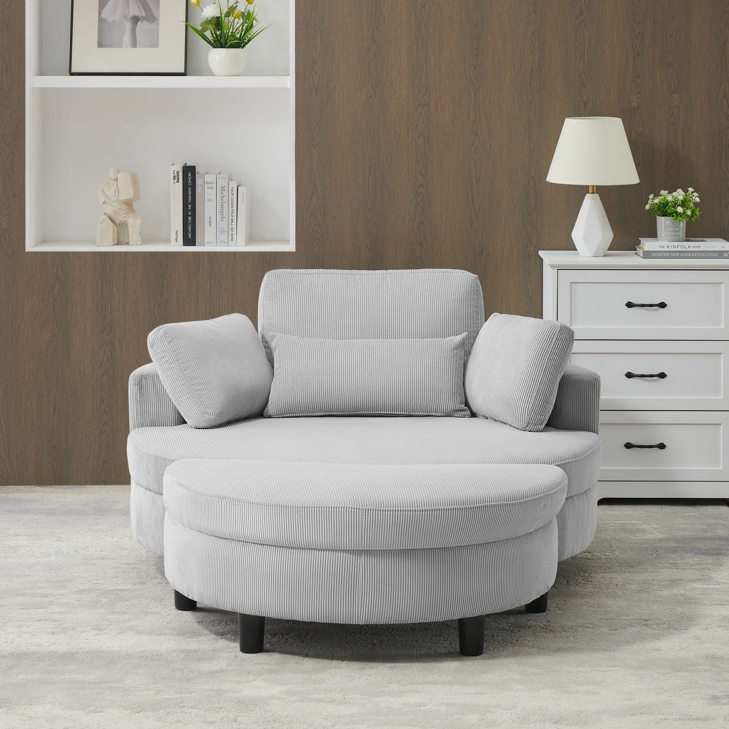Corduroy Sofa With Two Throw Pillows And A Waist Pillow With An Extra Tray For Comfortable Seating In Small Apartment Bedrooms Home Essentials