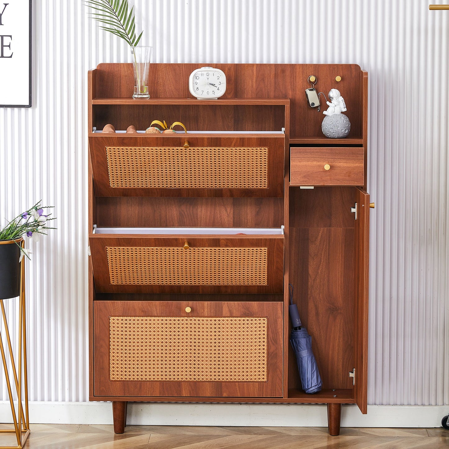 The Modern Minimalist Shoe Cabinet, Suitable For A Variety Of Styles Including Nordic, Japanese, And Industrial - Walnut Daily Nest