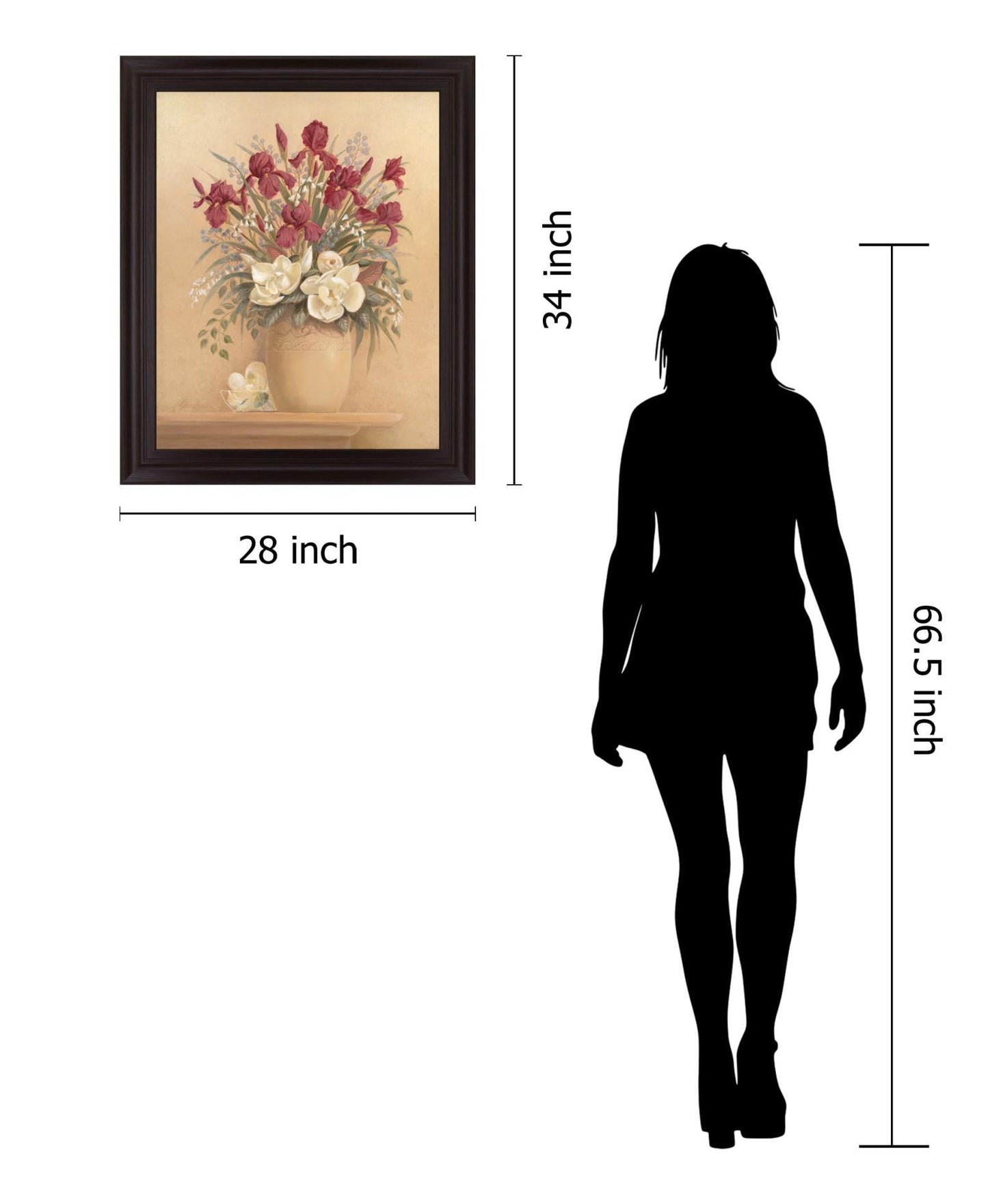 Burgundy Blossom Harmony - 28" x 34" Framed Wall Art Classy Art