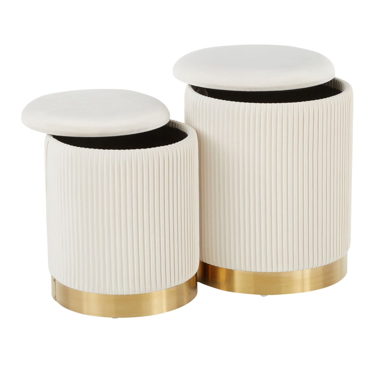 Marla - Contemporary Nesting Pleated Ottoman Set Lumi Source