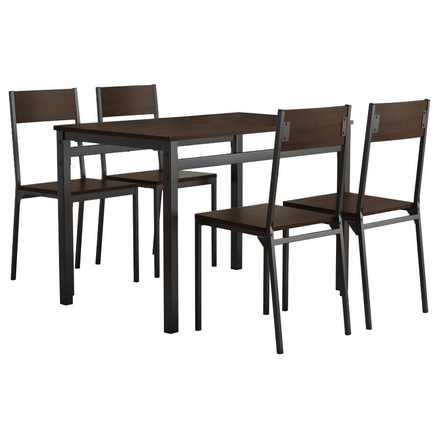 Lana - 5 Piece Rectangular Dining Set - Dark Brown And Black CoasterEveryday