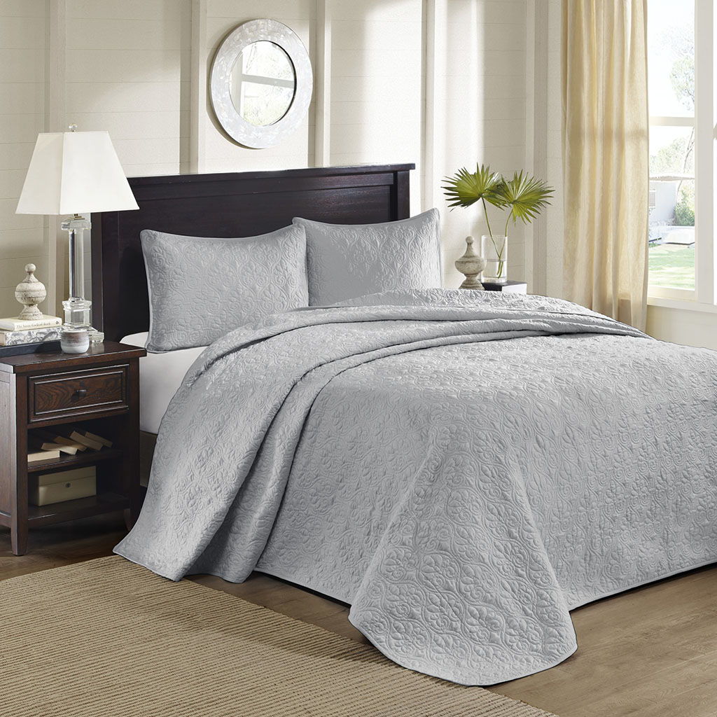 Quebec - King Reversible Bedspread Set - Gray Madison Park