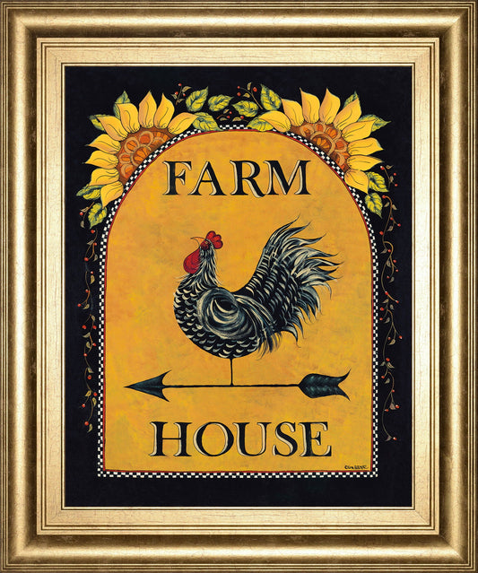 Sunny Farmhouse By Lisa Hillker - Framed Print Wall Art - Orange Classy Art