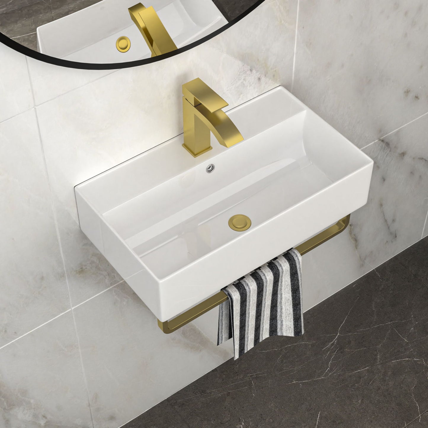 Wall Mounted Rectangular Bathroom Sink With Towel Bar Daily Nest