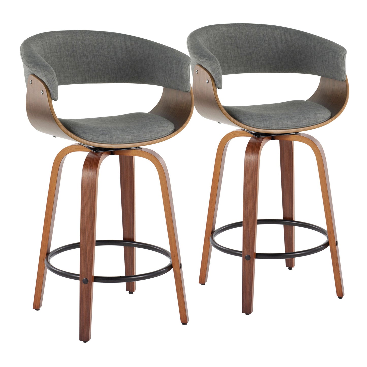 Vintage Mod - Mid Century Modern Fixed Height Counter Stool & Swivel With Round Footrest (Set of 2) Lumi Source