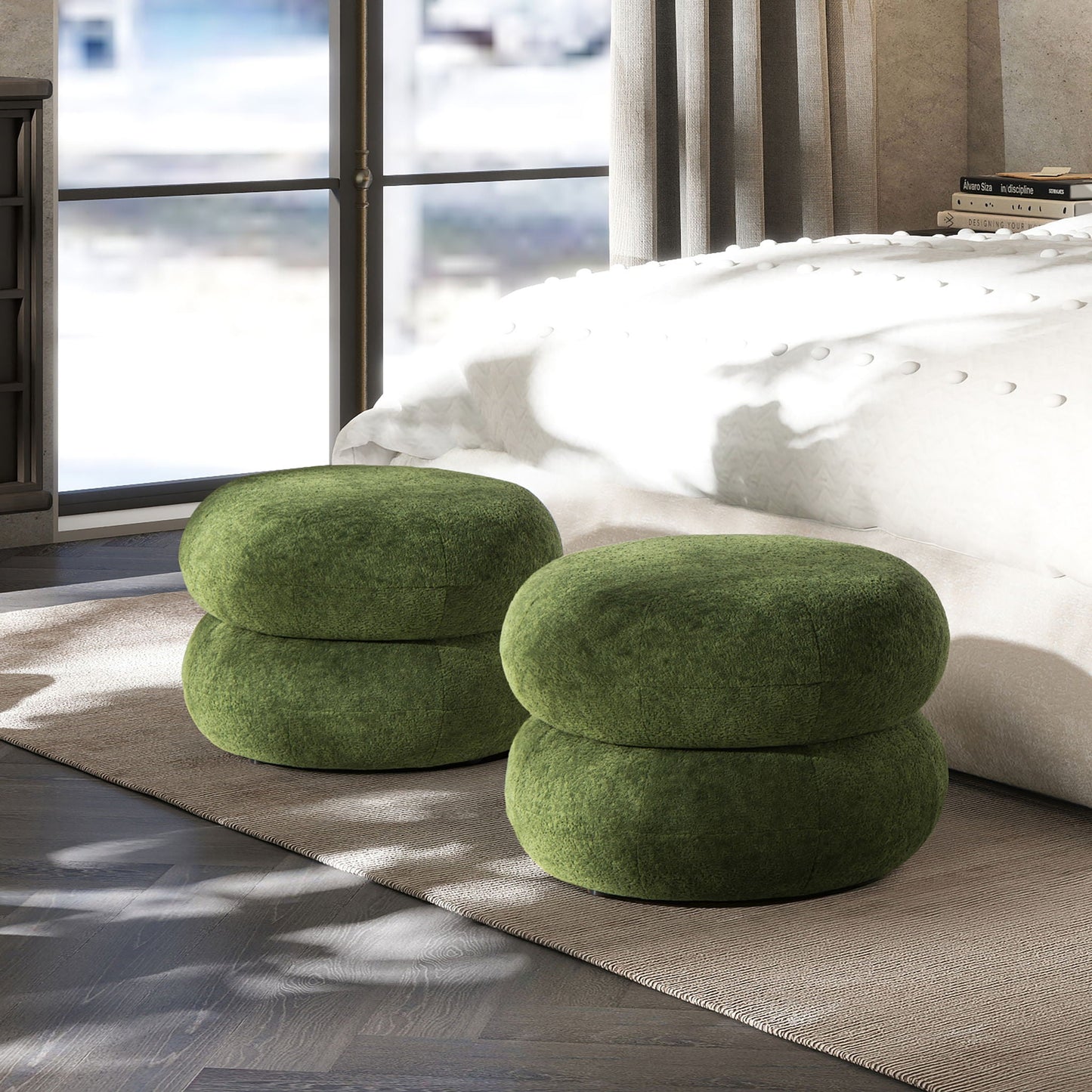 Nest - Low Round Upholstered Ottoman Jennifer Taylor Home