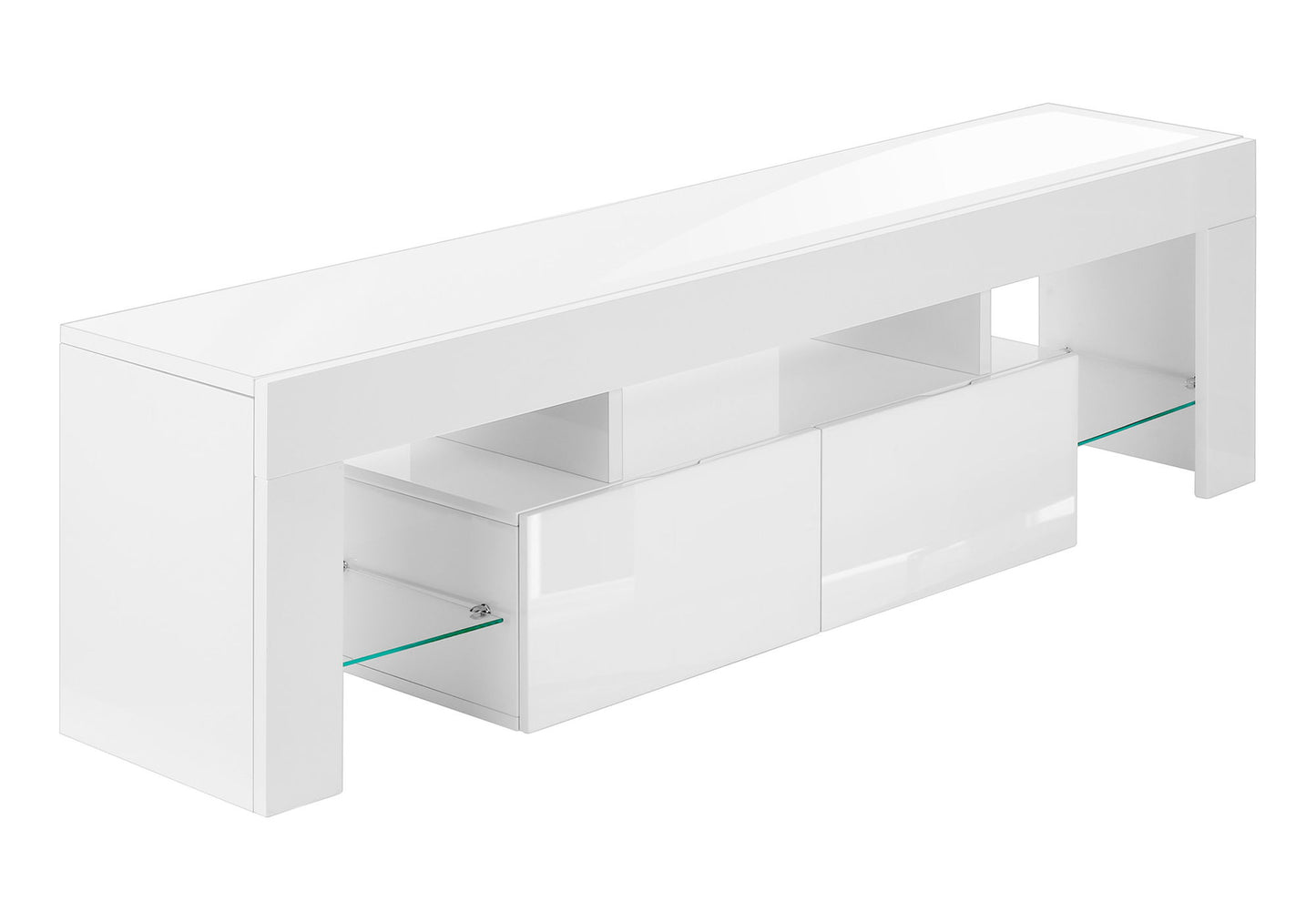TV Stand, Console, Media Entertainment Center, Storage Cabinet, Glossy Contemporary & Modern - White 8th Street