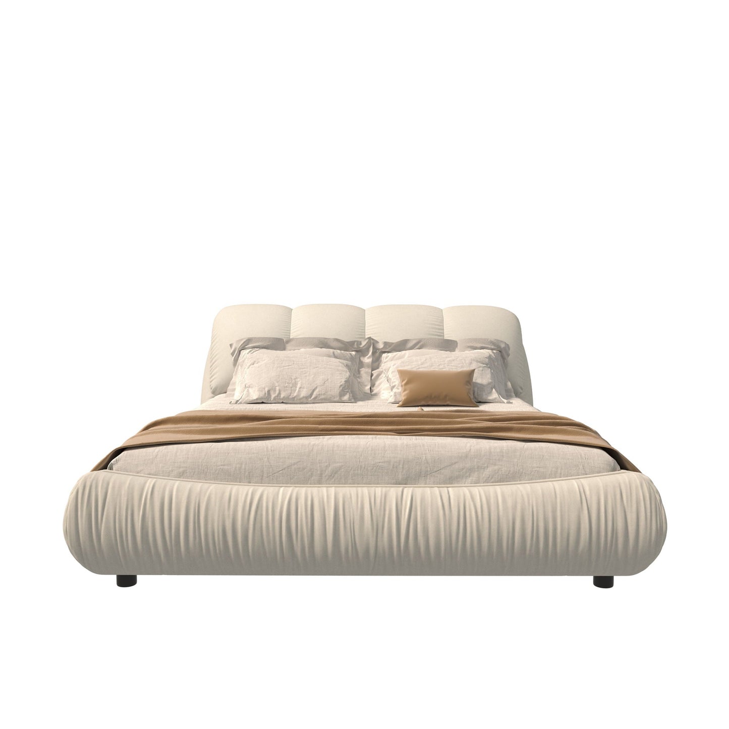 Luxury Upholstered Platform Bed With Oversized Padded Backrest And Solid Wood Frame Home Essentials