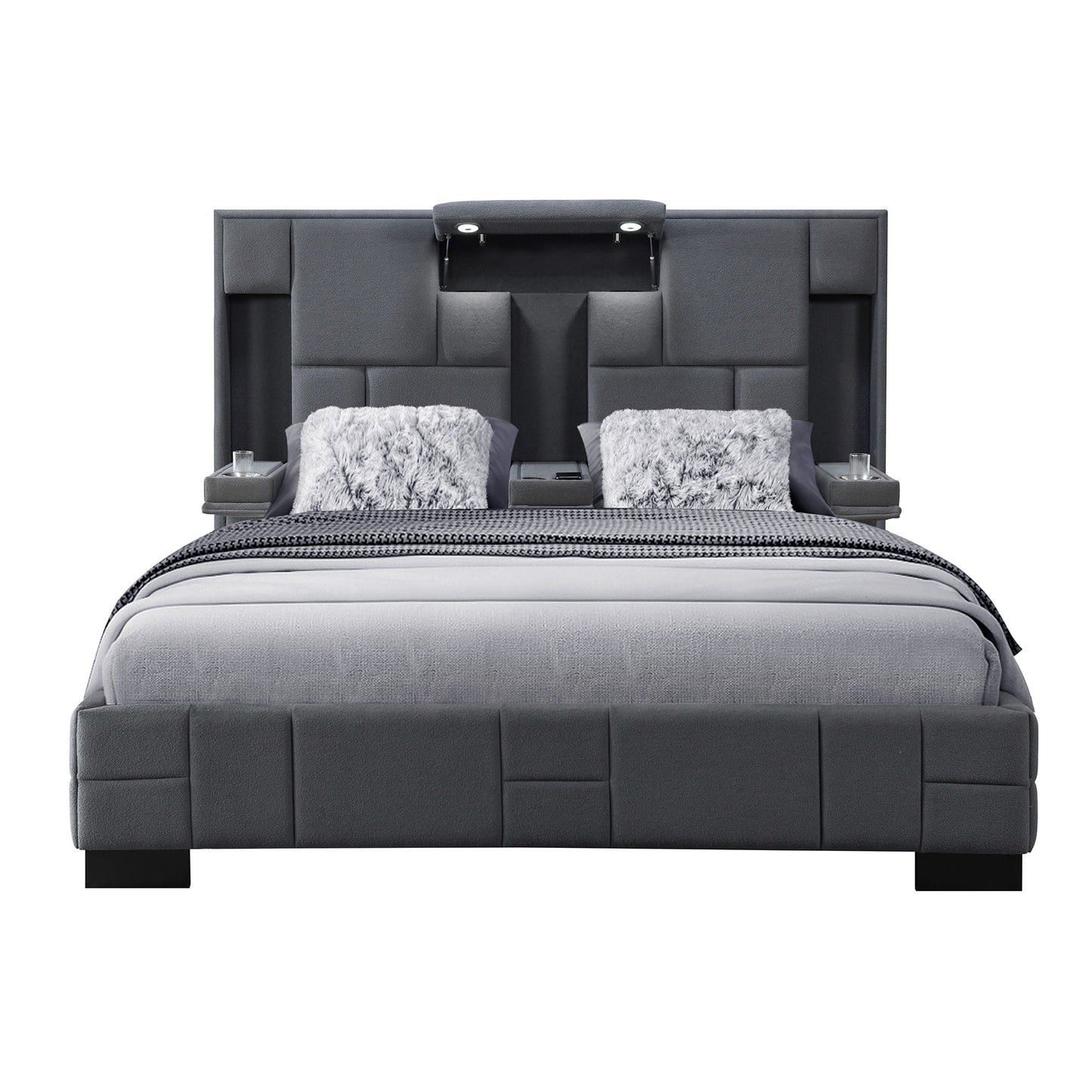 Yaris - Contemporary Bed With Wireless Charging And LED Lights Global Furniture USA
