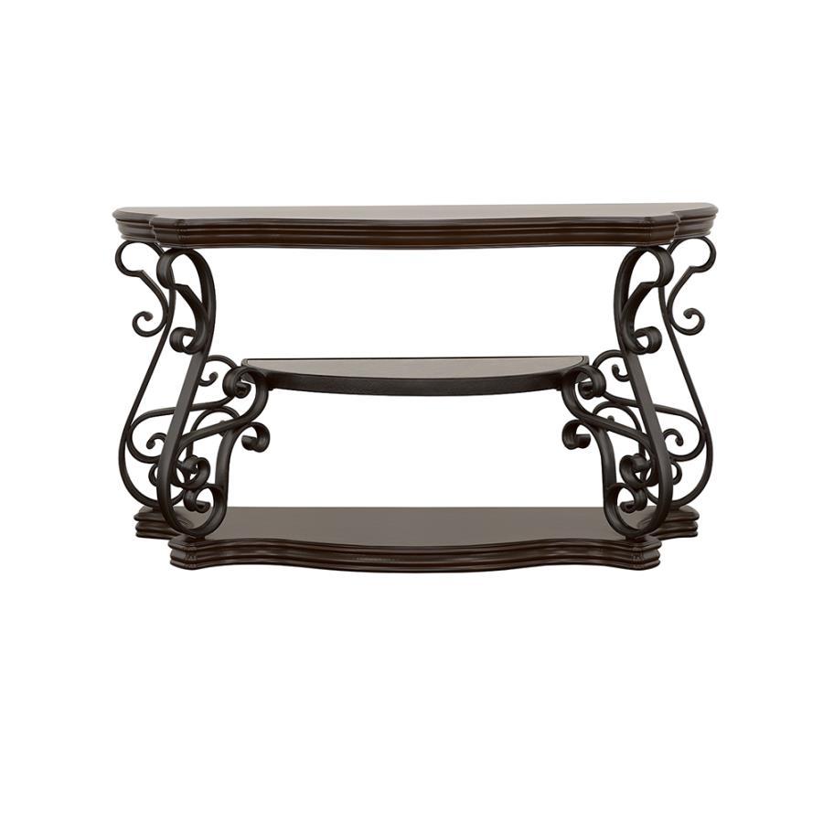 Laney - Scrollwork Entryway Sofa Console Table - Deep Merlot CoasterEssence