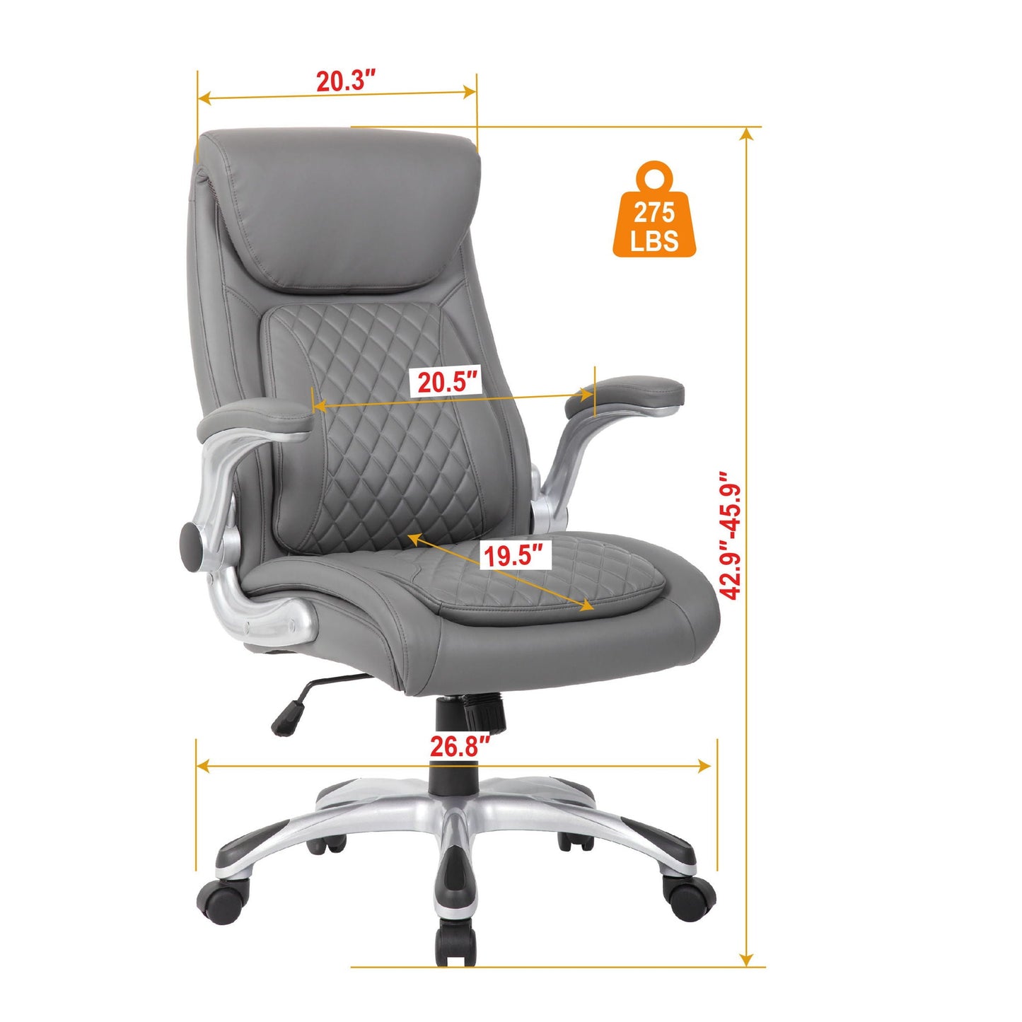 High Back Ergonomic Executive Office Chair, Adjustable Height And Lumbar Support For Home & Office - Antique Gray Home Essentials