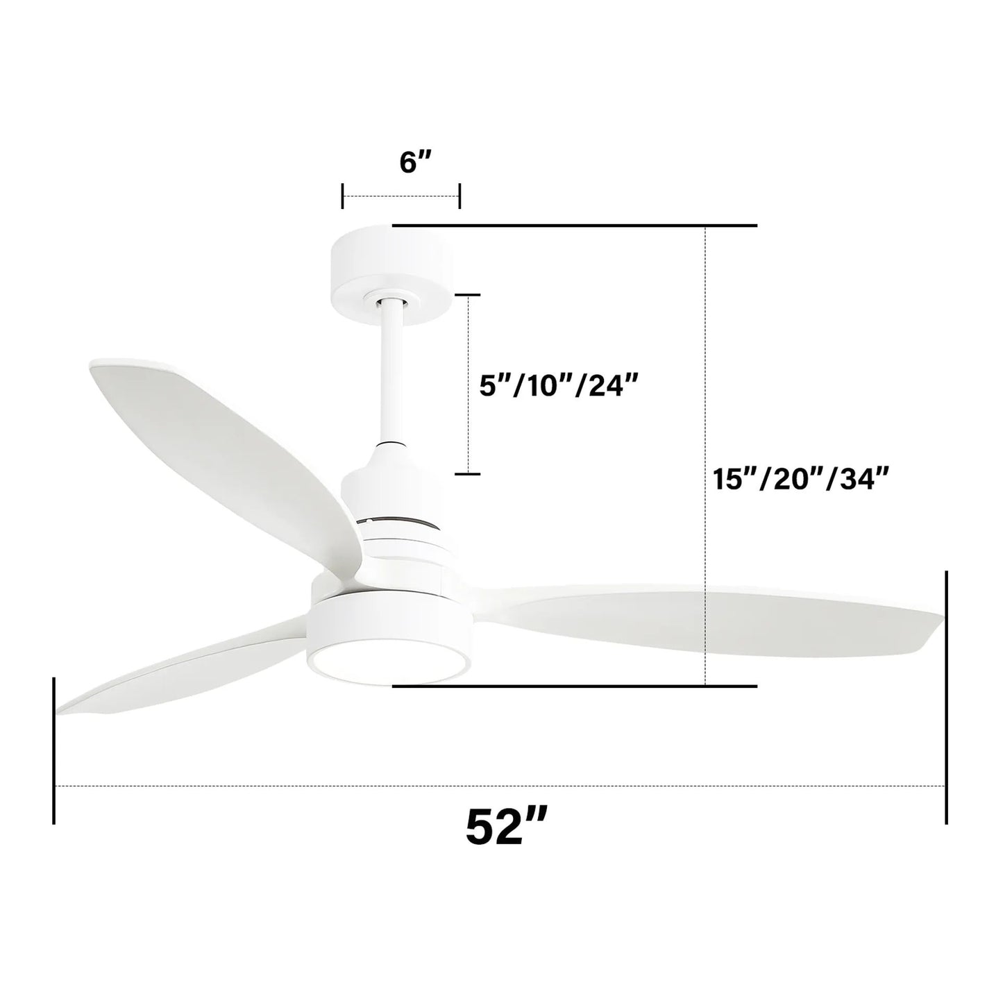 Wooden Ceiling Fan With 3 Solid Wood Blades Remote Control Reversible DC Motor With LED Light Daily Nest