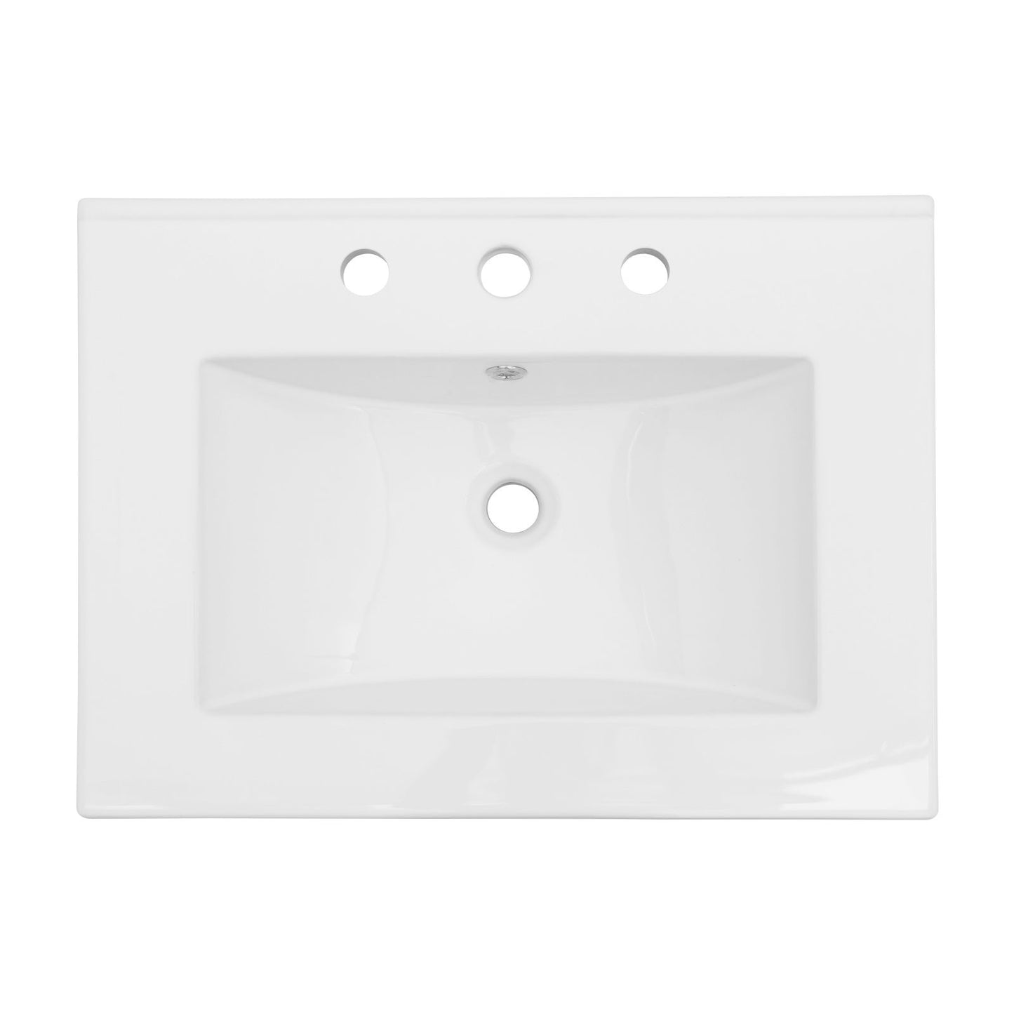 Rectangular Single Vanity Top With 3 Faucet Hole Sink - White Daily Nest