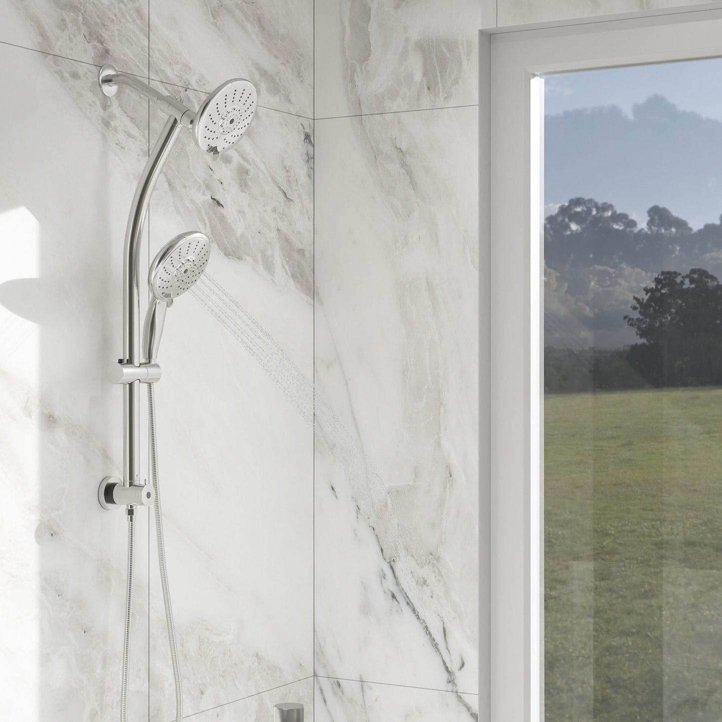 Dual Shower Head With Adjustable Slide Bar And Multi Function Settings Daily Nest