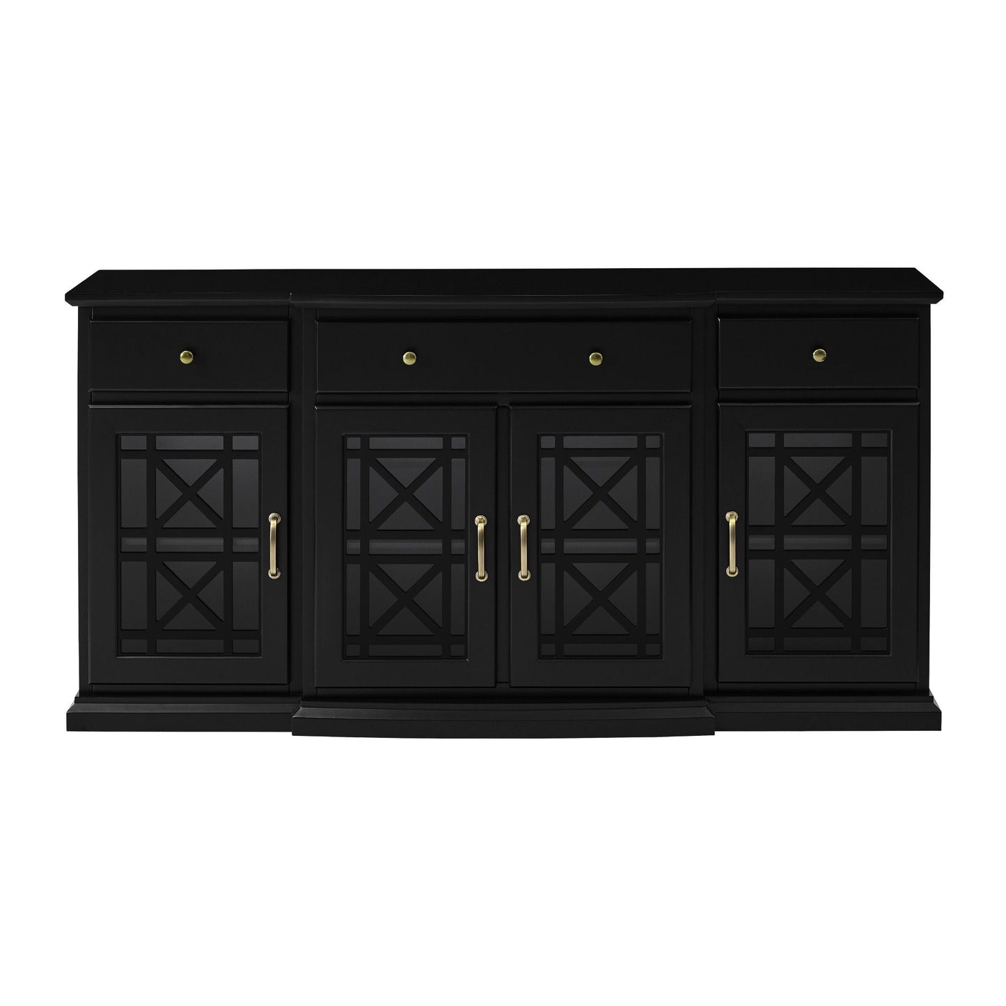 Classic Fretwork Detailed Glass Door Sideboard Walker Edison