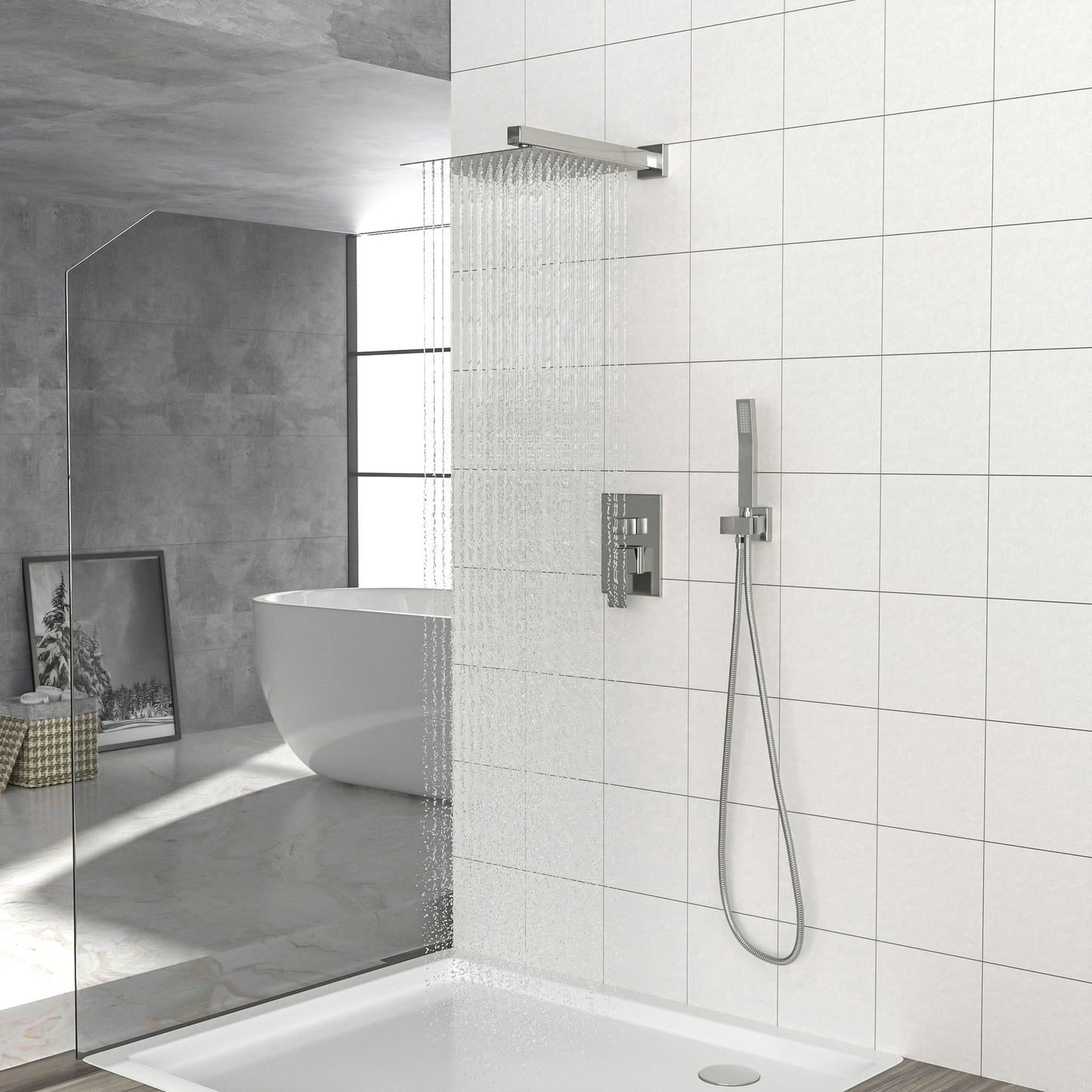 Dual Shower Head 10" Wall Mounted Square Shower System Daily Nest