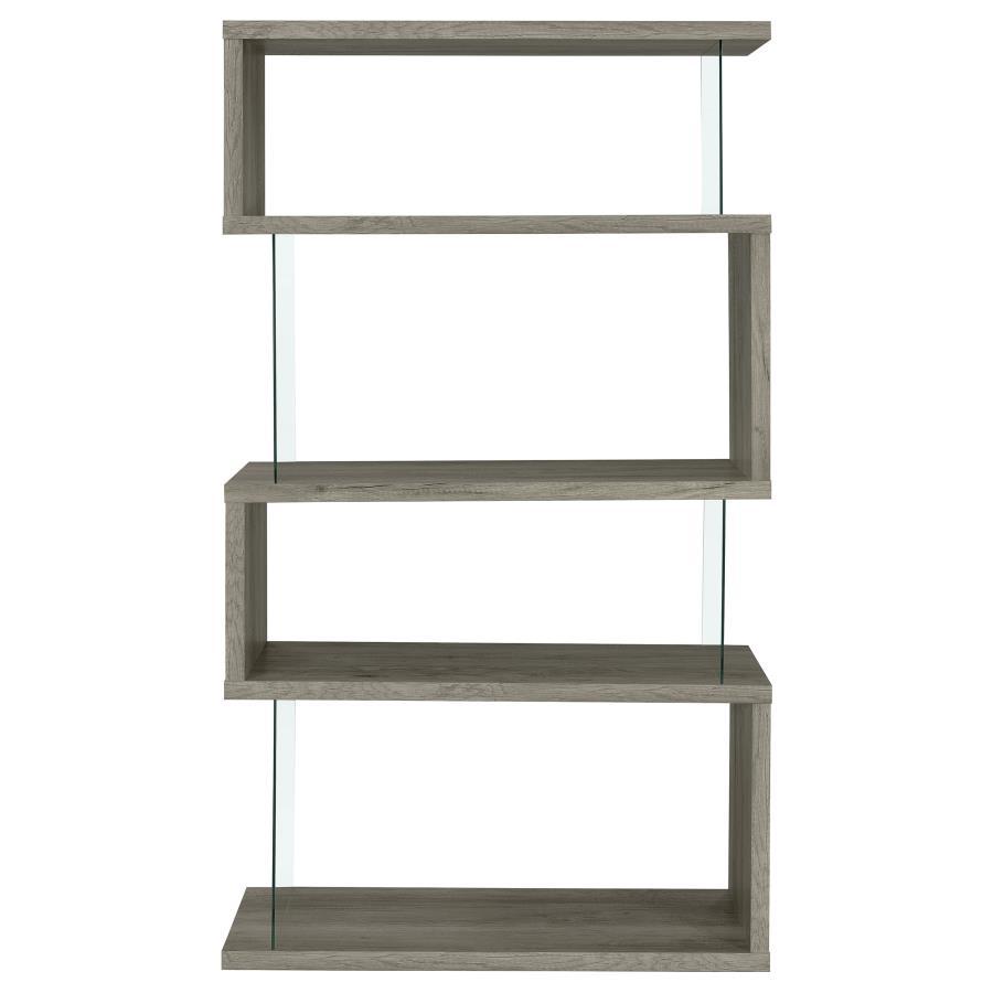 Emelle - 4-Shelf Glass Panel Bookshelf CoasterEveryday