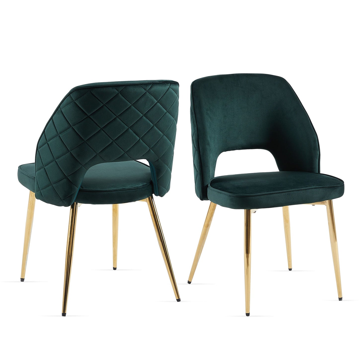 Velvet Dining Chairs With Metal Legs And Hollow Back Upholstered Dining Chairs Home Essentials