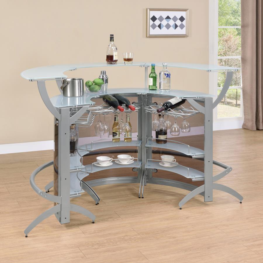 Dallas - 3-Piece Curved Freestanding Home Bar Cabinet CoasterEssence