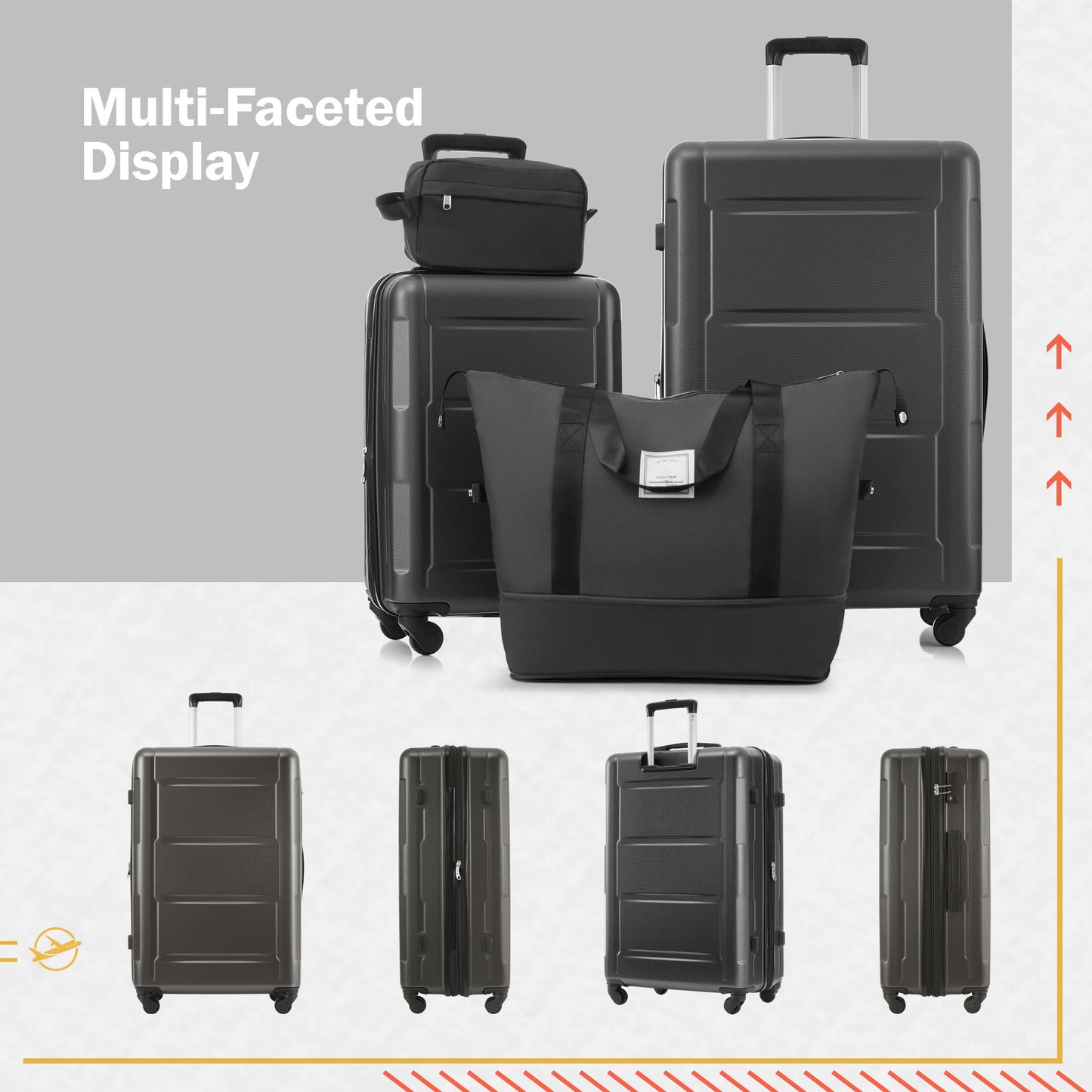 2 Piece Luggage Set With Bags Expanable Spinner Wheels ABS Lightweight Suitcase With Tsa Lock 20" / 28" Daily Nest